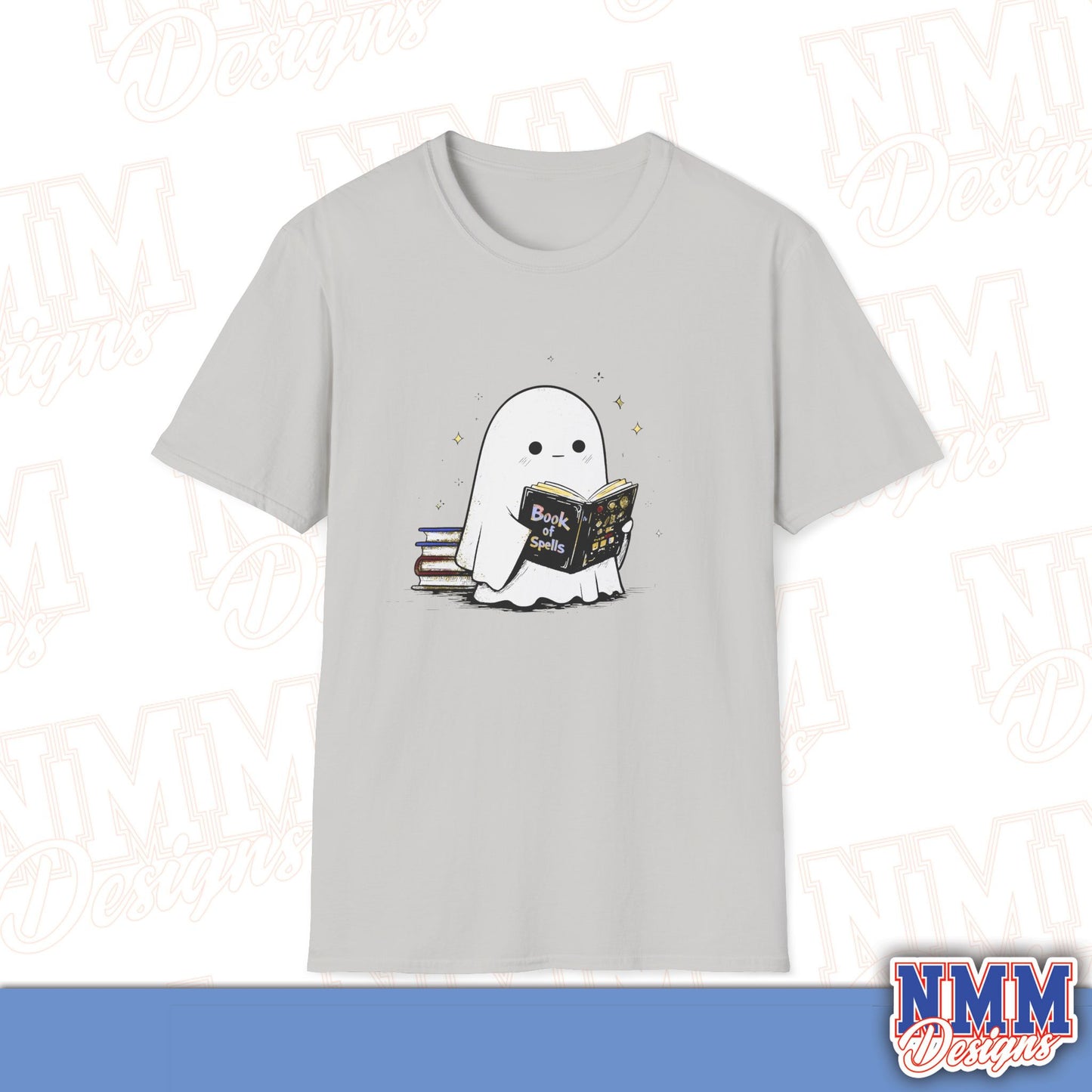 Ghost T-Shirt - Cute Ghost Reading a Book of Spells