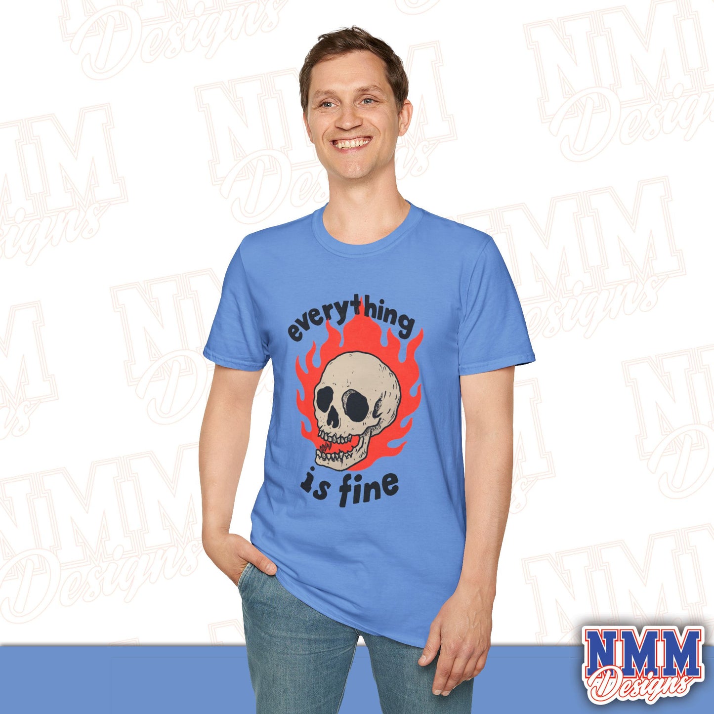 Everything is Fine Skull T-Shirt, Unisex Softstyle Tee, Casual Everyday Shirt, Gift for Skulls Lovers, Alternative Fashion Top