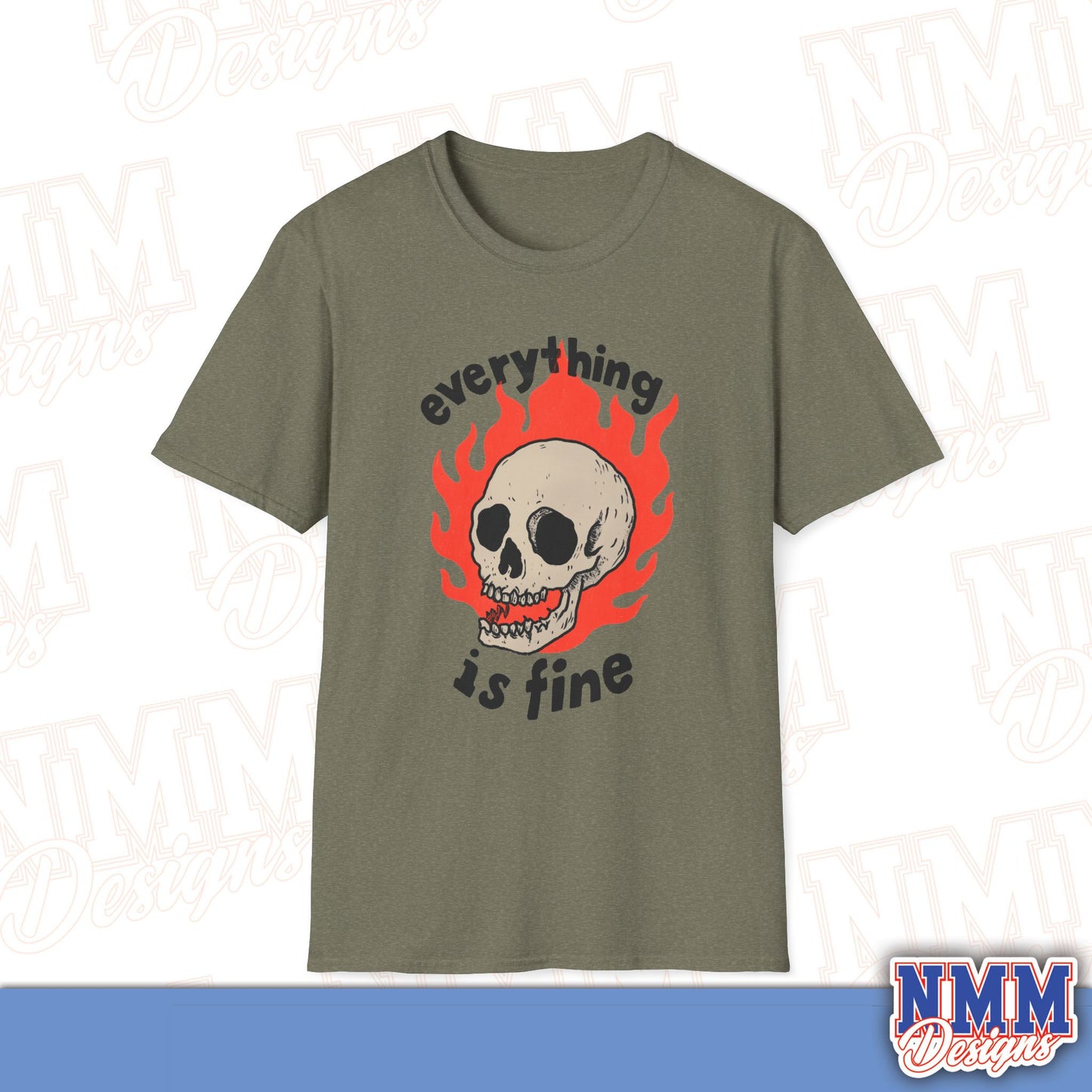 Everything is Fine Skull T-Shirt, Unisex Softstyle Tee, Casual Everyday Shirt, Gift for Skulls Lovers, Alternative Fashion Top