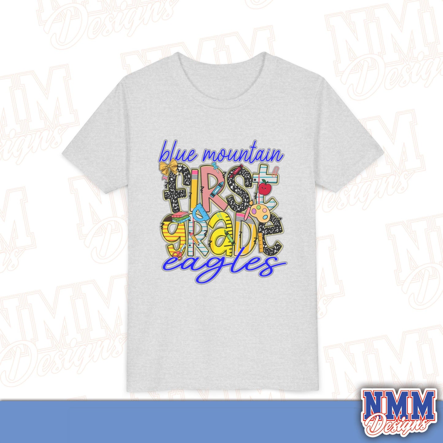Blue Mountain Eagles First Grade Youth Shirt, Kids Sportswear, School Spirit Apparel, Back to School