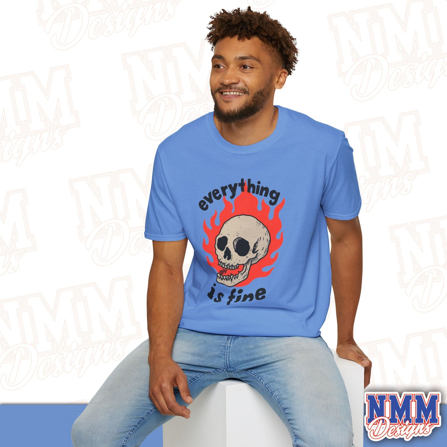 Everything is Fine Skull T-Shirt, Unisex Softstyle Tee, Casual Everyday Shirt, Gift for Skulls Lovers, Alternative Fashion Top