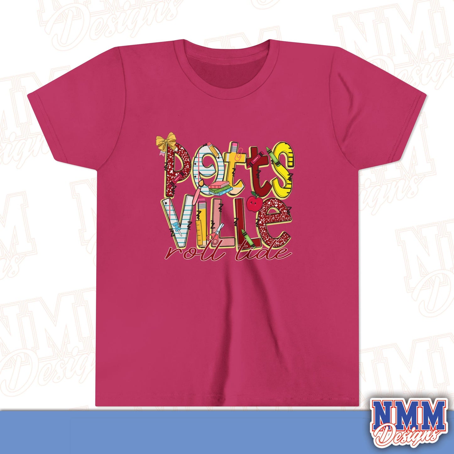 Pottsville Crimson Tide Youth Shirt, Kids Sportswear, School Spirit Apparel, Back to School
