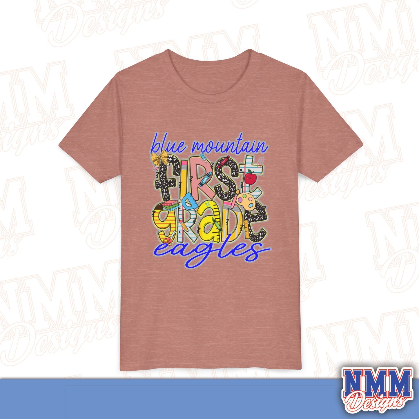 Blue Mountain Eagles First Grade Youth Shirt, Kids Sportswear, School Spirit Apparel, Back to School