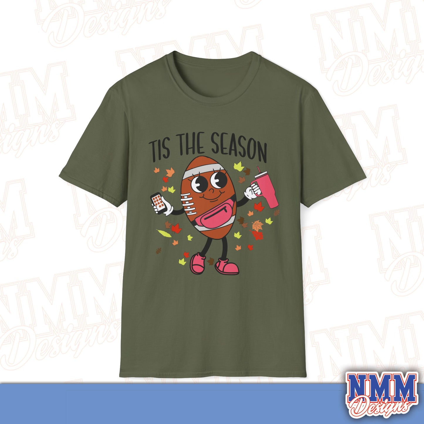 Festive Football T-Shirt, Unisex Softstyle Tee, Perfect for Game Day, Sports Events, Fall Celebrations, Holiday Gatherings, Casual Wear