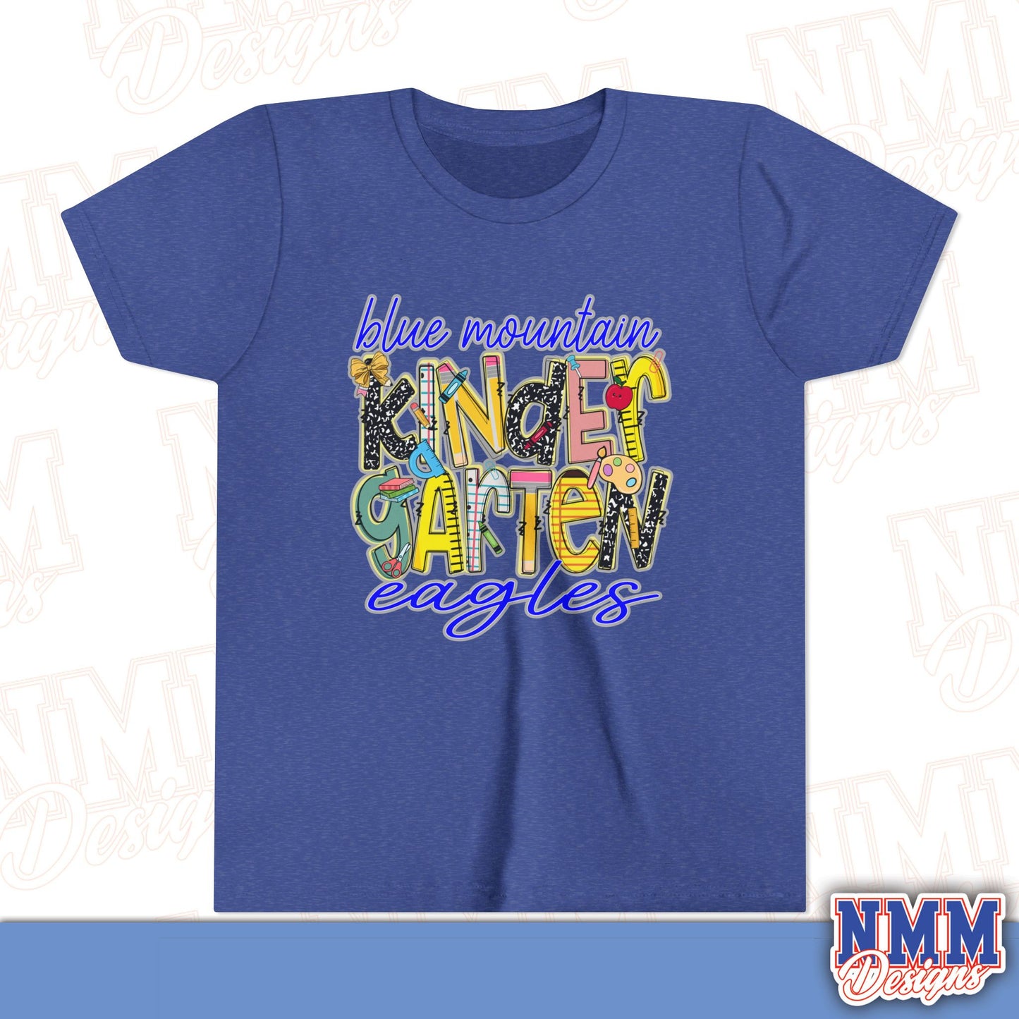 Blue Mountain Eagles Kindergarten Youth Shirt, Kids Sportswear, School Spirit Apparel, Back to School