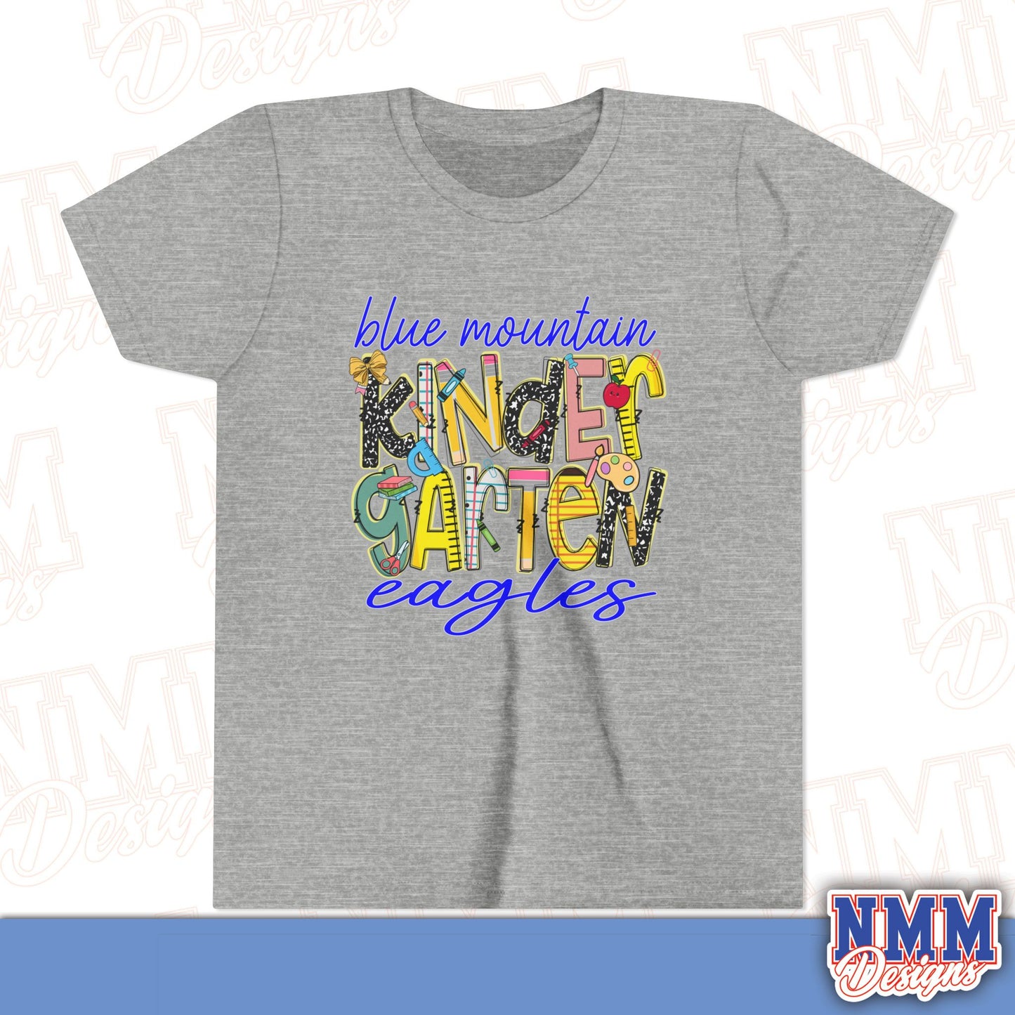 Blue Mountain Eagles Kindergarten Youth Shirt, Kids Sportswear, School Spirit Apparel, Back to School