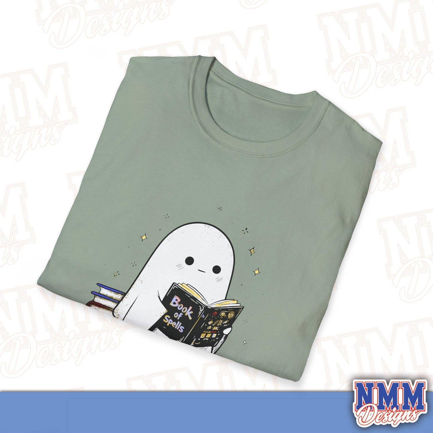 Ghost T-Shirt - Cute Ghost Reading a Book of Spells