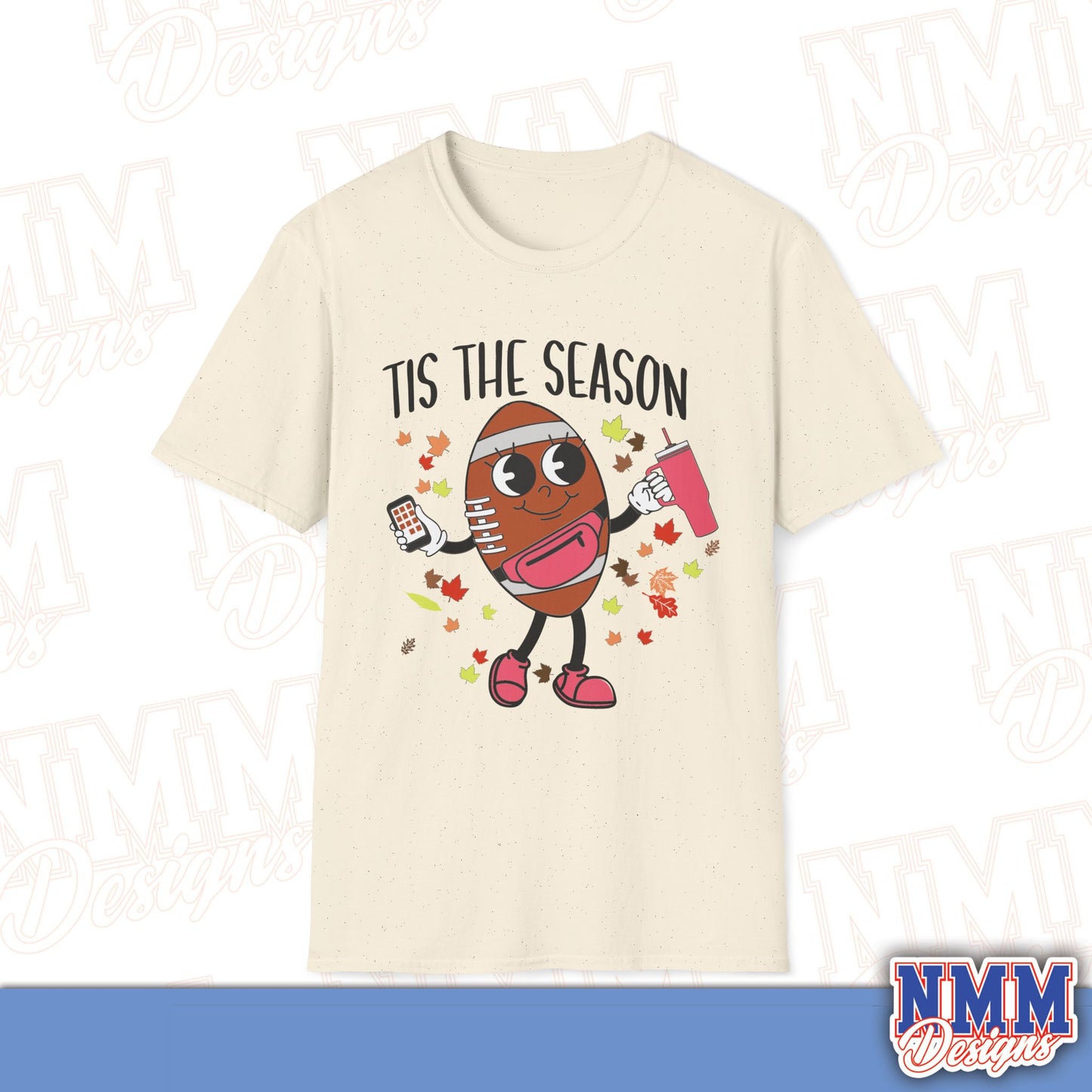Festive Football T-Shirt, Unisex Softstyle Tee, Perfect for Game Day, Sports Events, Fall Celebrations, Holiday Gatherings, Casual Wear