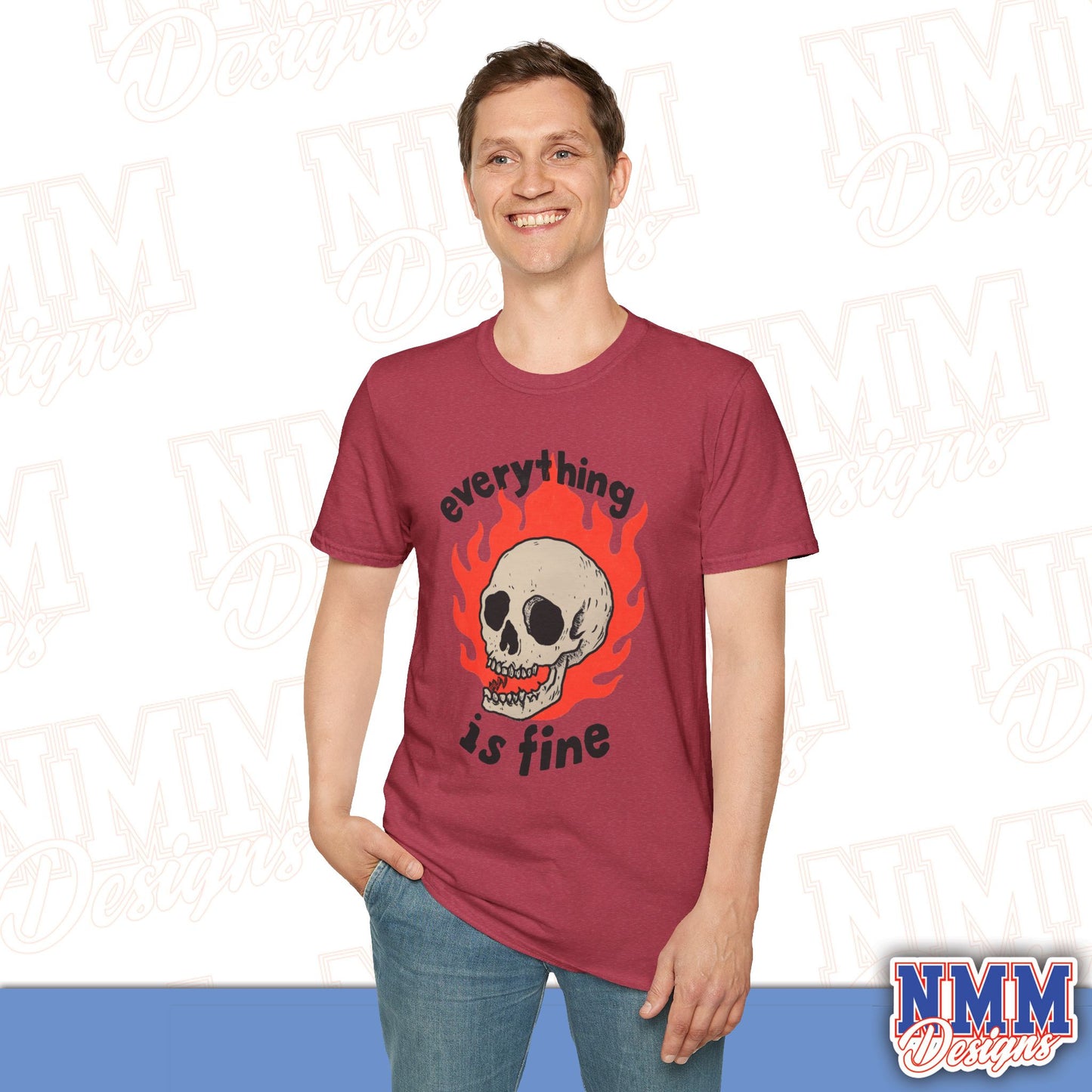 Everything is Fine Skull T-Shirt, Unisex Softstyle Tee, Casual Everyday Shirt, Gift for Skulls Lovers, Alternative Fashion Top