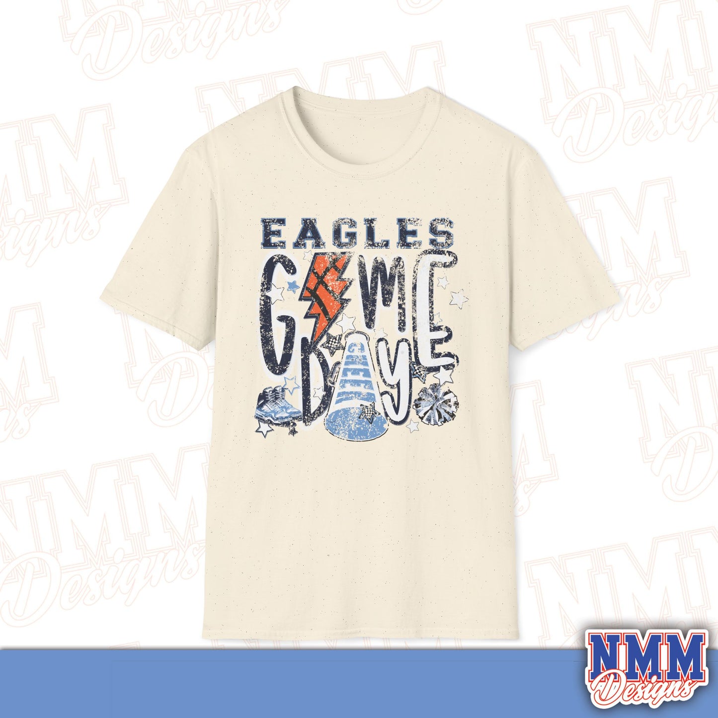 Eagles Game Day T‑Shirt — Vintage Lightning & Football Helmet Fan Tee