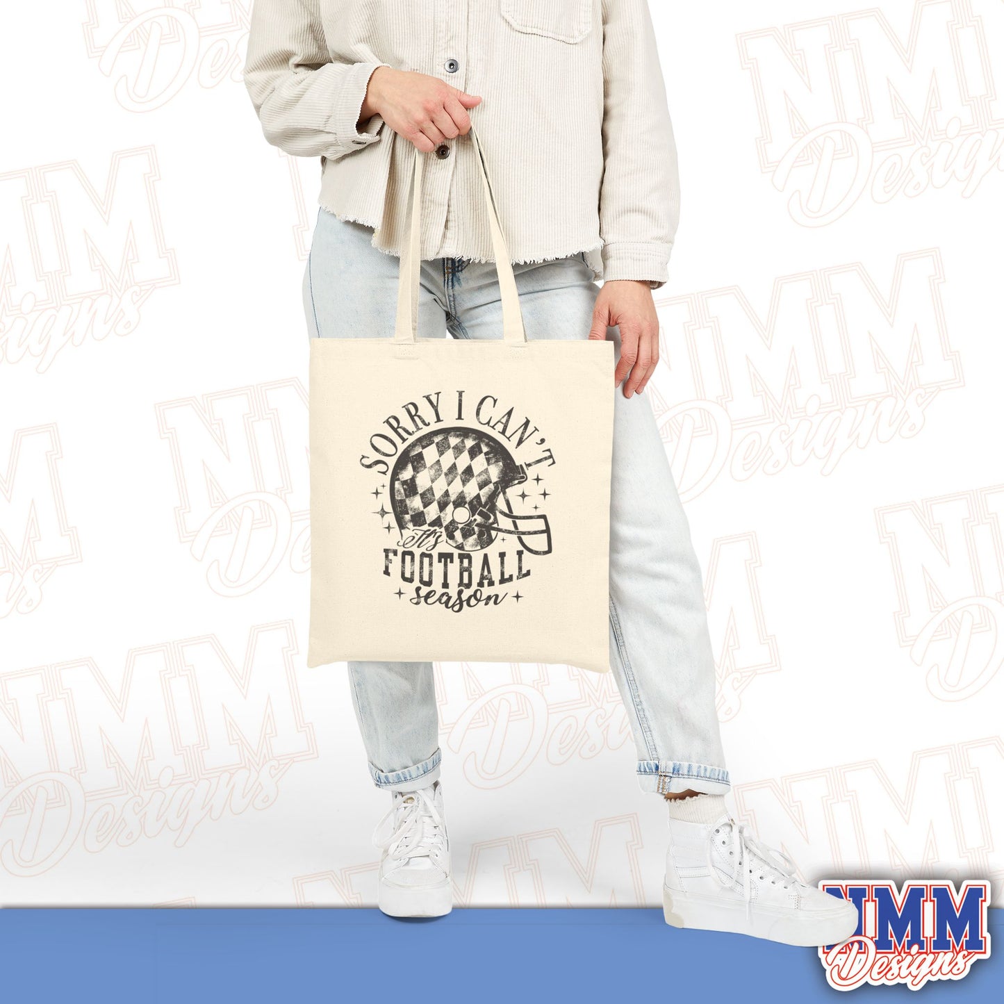 Football Season Cotton Canvas Tote Bag, Eco-Friendly Shopping Bag, Game Day Essentials, Sports Fan Gear, Trendy Tote for Holidays
