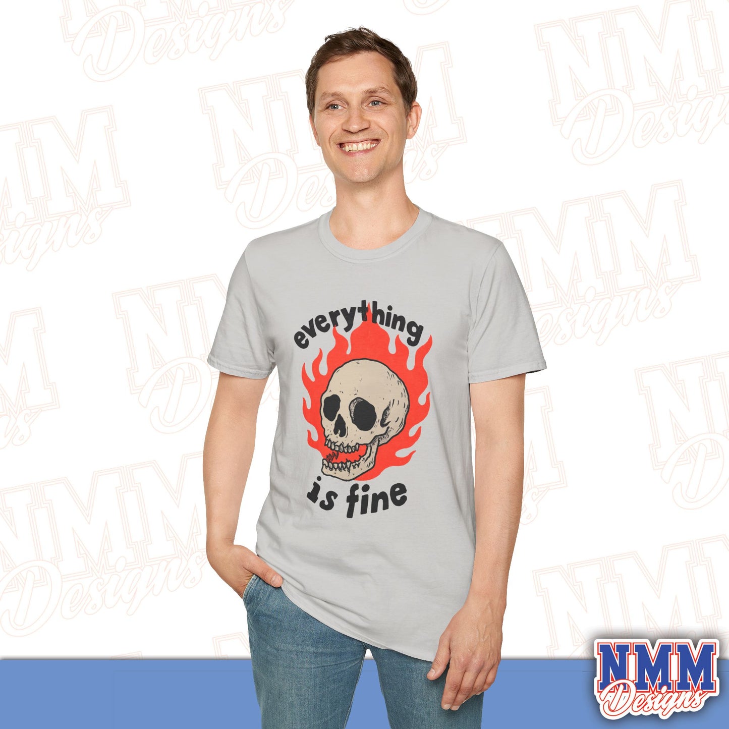 Everything is Fine Skull T-Shirt, Unisex Softstyle Tee, Casual Everyday Shirt, Gift for Skulls Lovers, Alternative Fashion Top