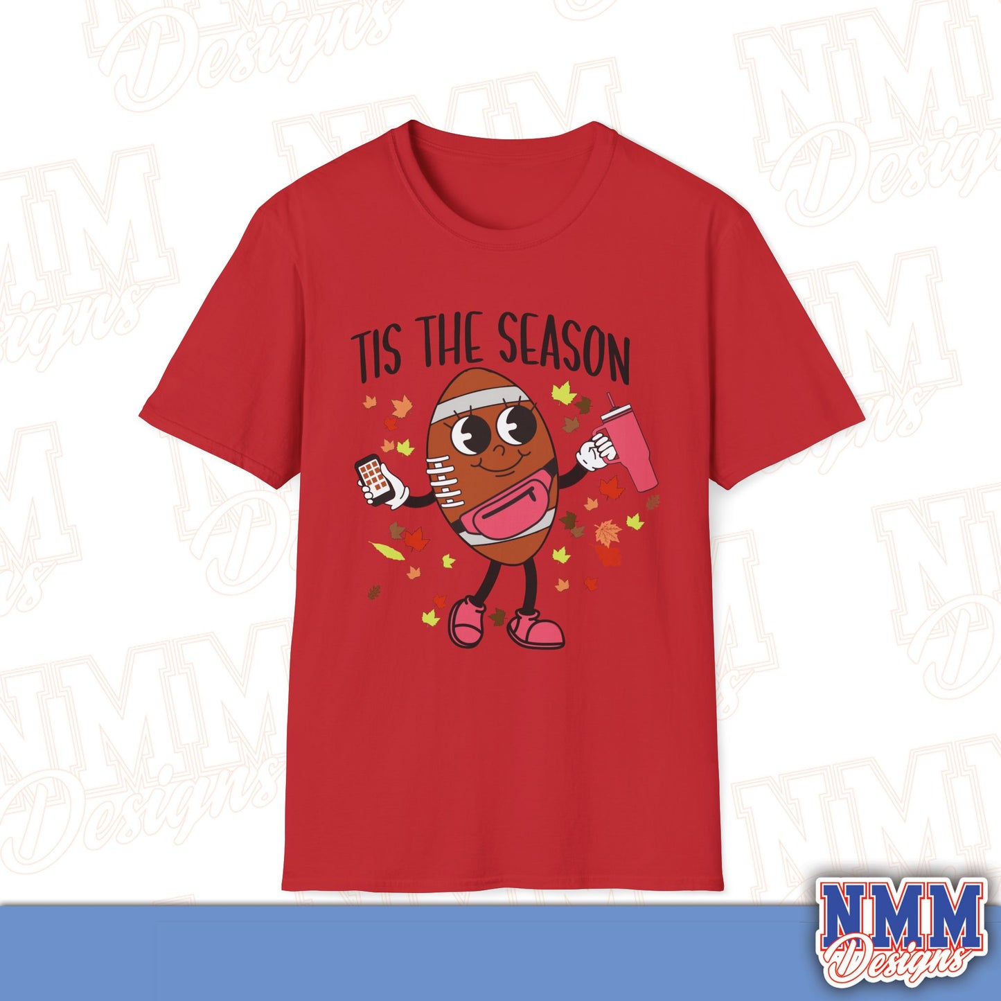 Festive Football T-Shirt, Unisex Softstyle Tee, Perfect for Game Day, Sports Events, Fall Celebrations, Holiday Gatherings, Casual Wear