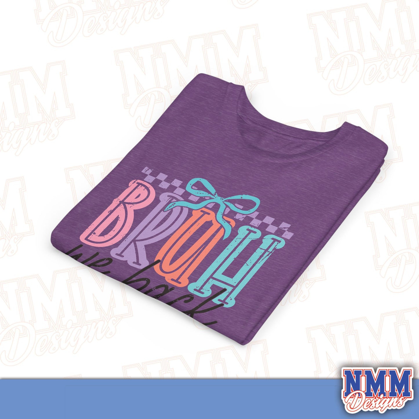 Colorful Youth Short Sleeve Tee - 'Bruh We Back' Fun Graphic T-Shirt for Kids, Birthday Gift, Everyday Wear, Summer Vibes, Trendy Apparel
