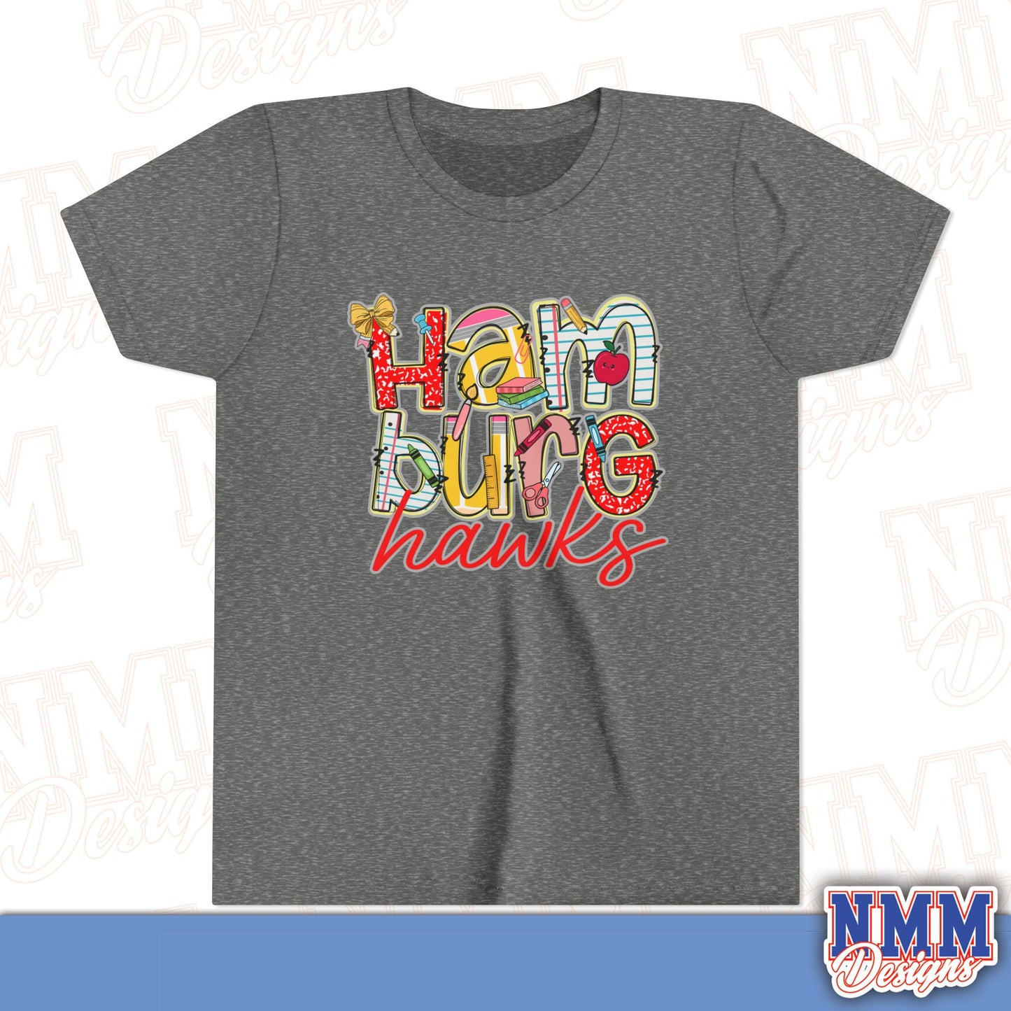 Hamburg Hawks Youth Shirt, Kids Sportswear,School Spirit Apparel, Back to School
