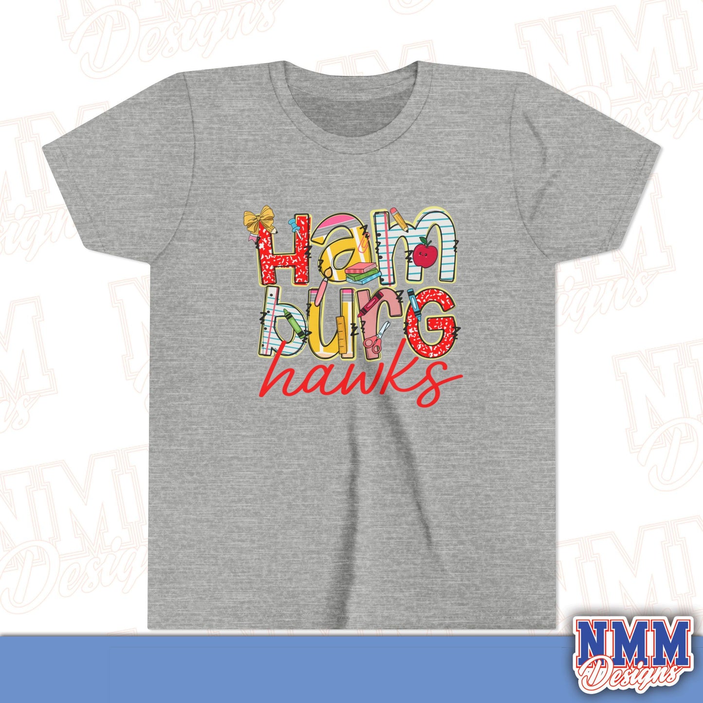Hamburg Hawks Youth Shirt, Kids Sportswear,School Spirit Apparel, Back to School