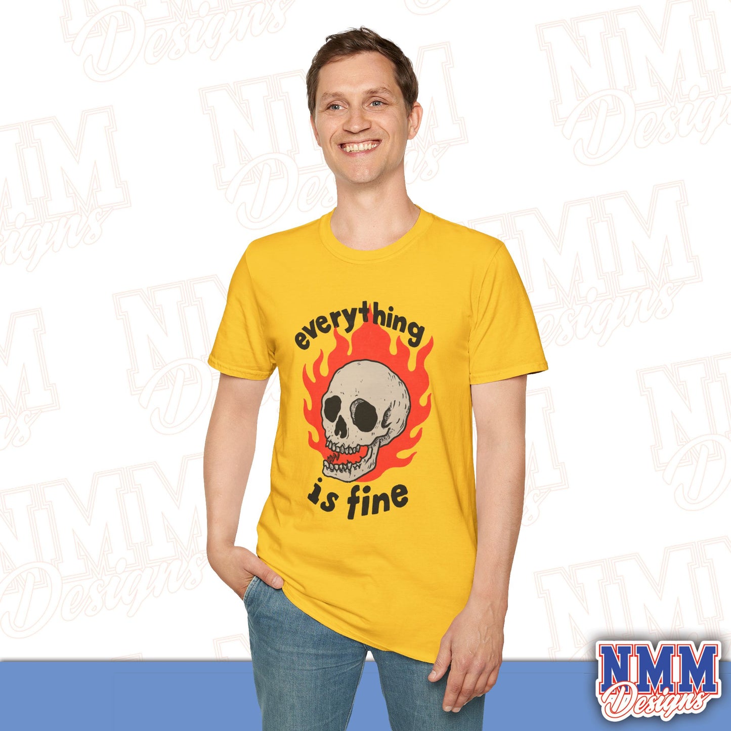 Everything is Fine Skull T-Shirt, Unisex Softstyle Tee, Casual Everyday Shirt, Gift for Skulls Lovers, Alternative Fashion Top