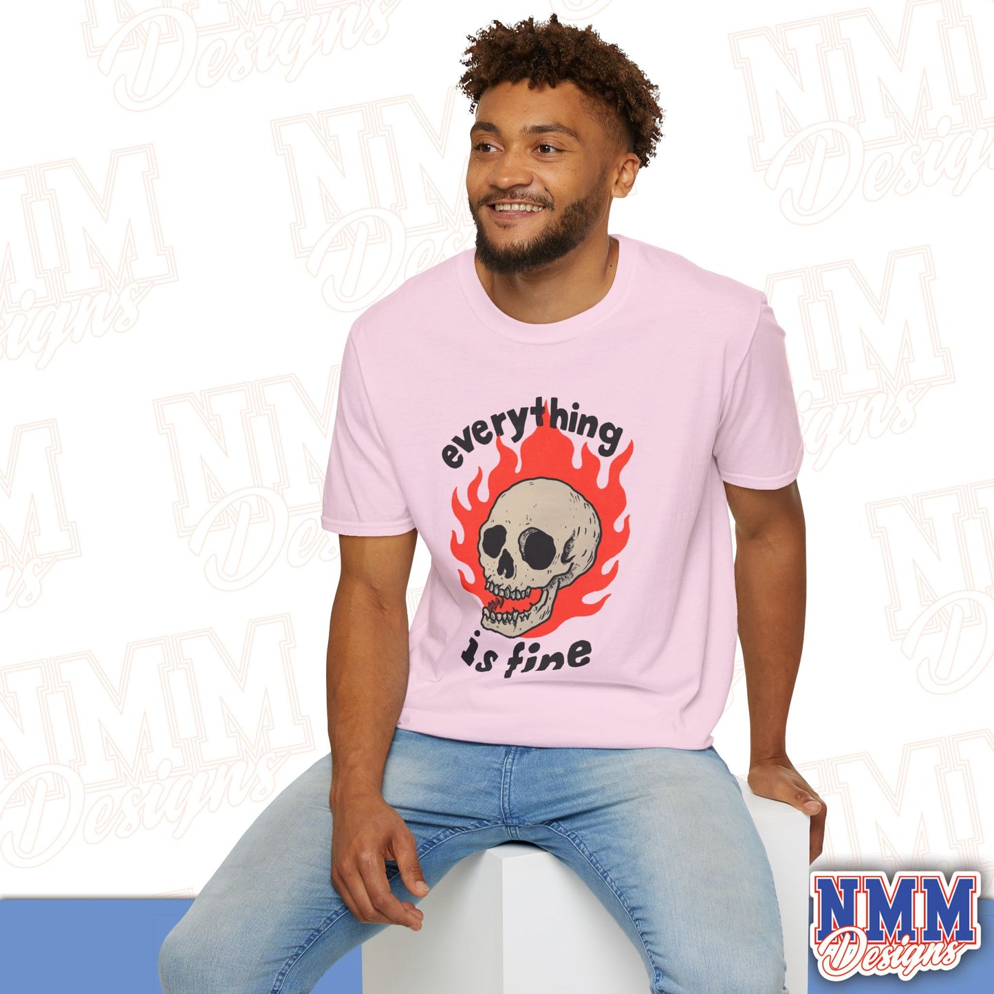Everything is Fine Skull T-Shirt, Unisex Softstyle Tee, Casual Everyday Shirt, Gift for Skulls Lovers, Alternative Fashion Top