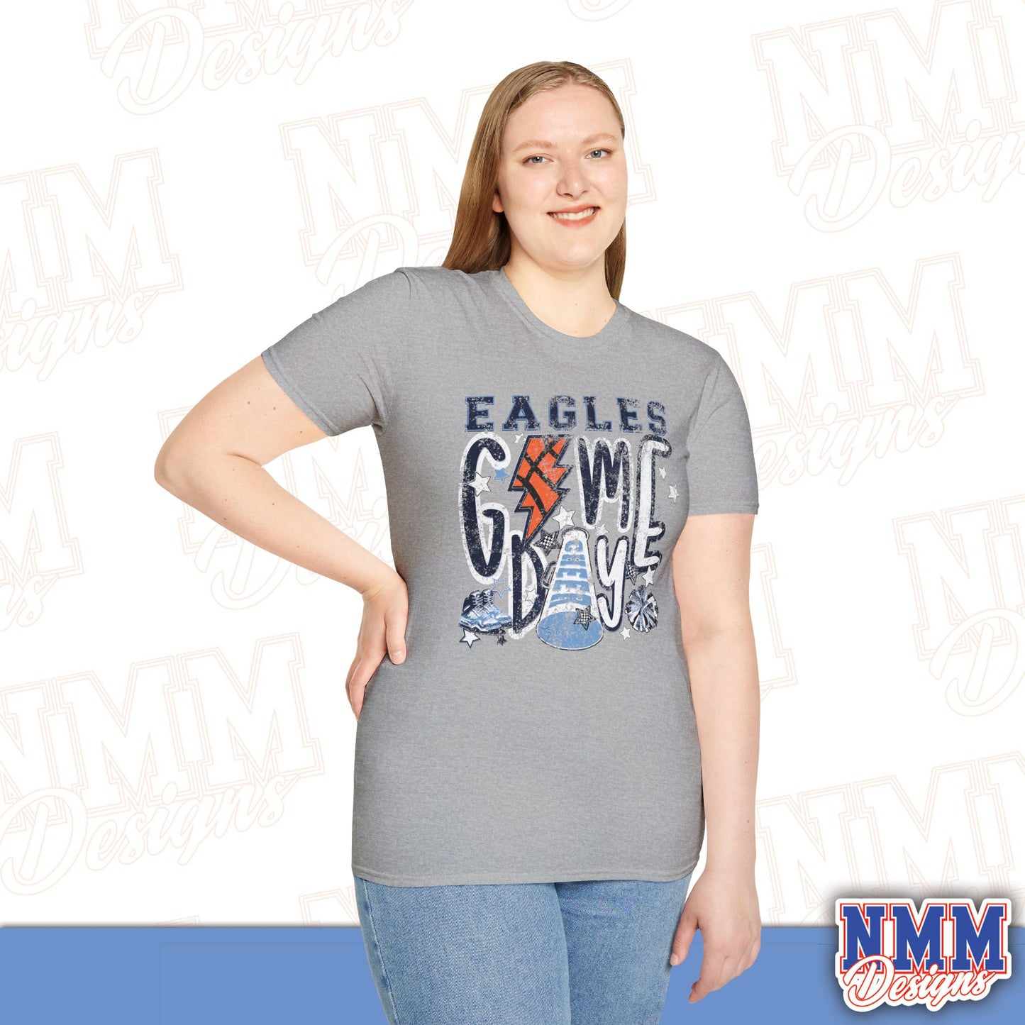 Eagles Game Day T‑Shirt — Vintage Lightning & Football Helmet Fan Tee