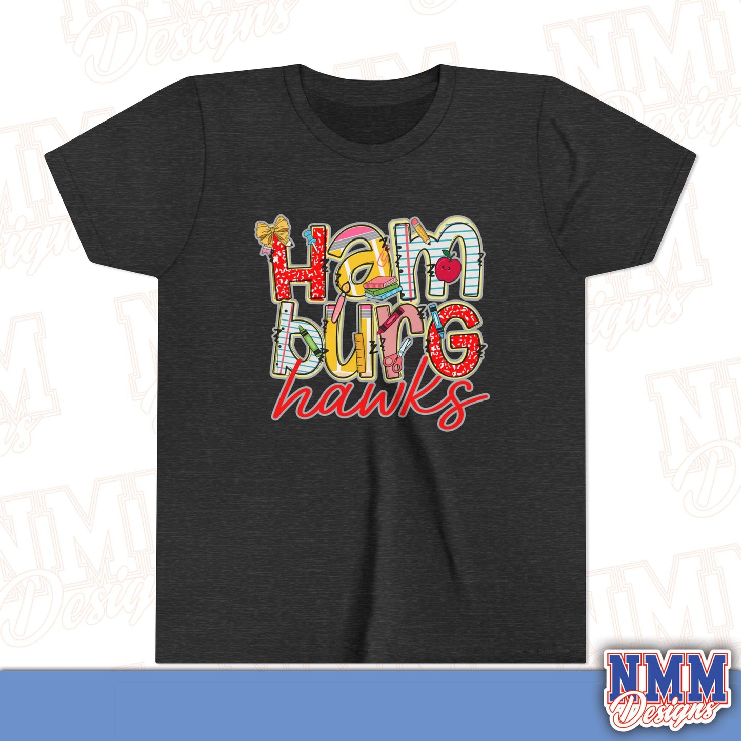 Hamburg Hawks Youth Shirt, Kids Sportswear,School Spirit Apparel, Back to School