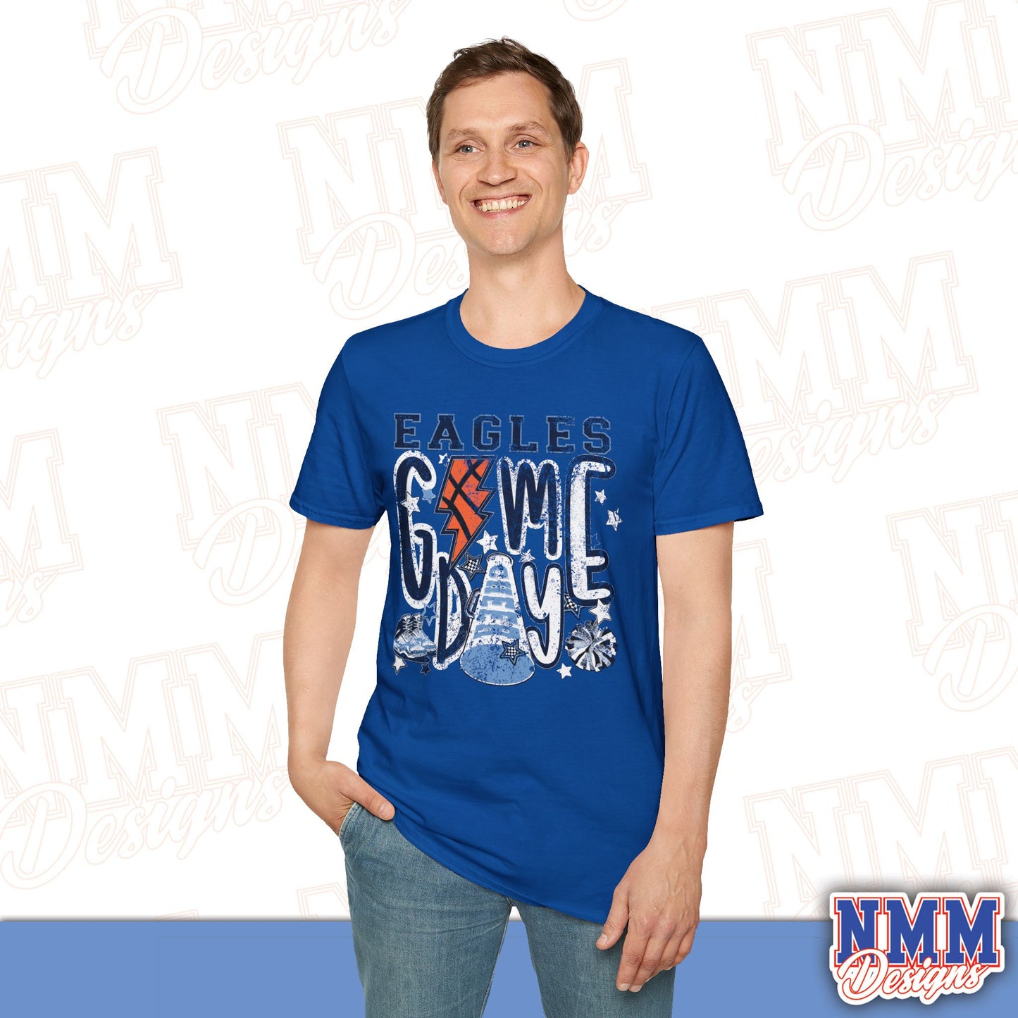 Eagles Game Day T‑Shirt — Vintage Lightning & Football Helmet Fan Tee