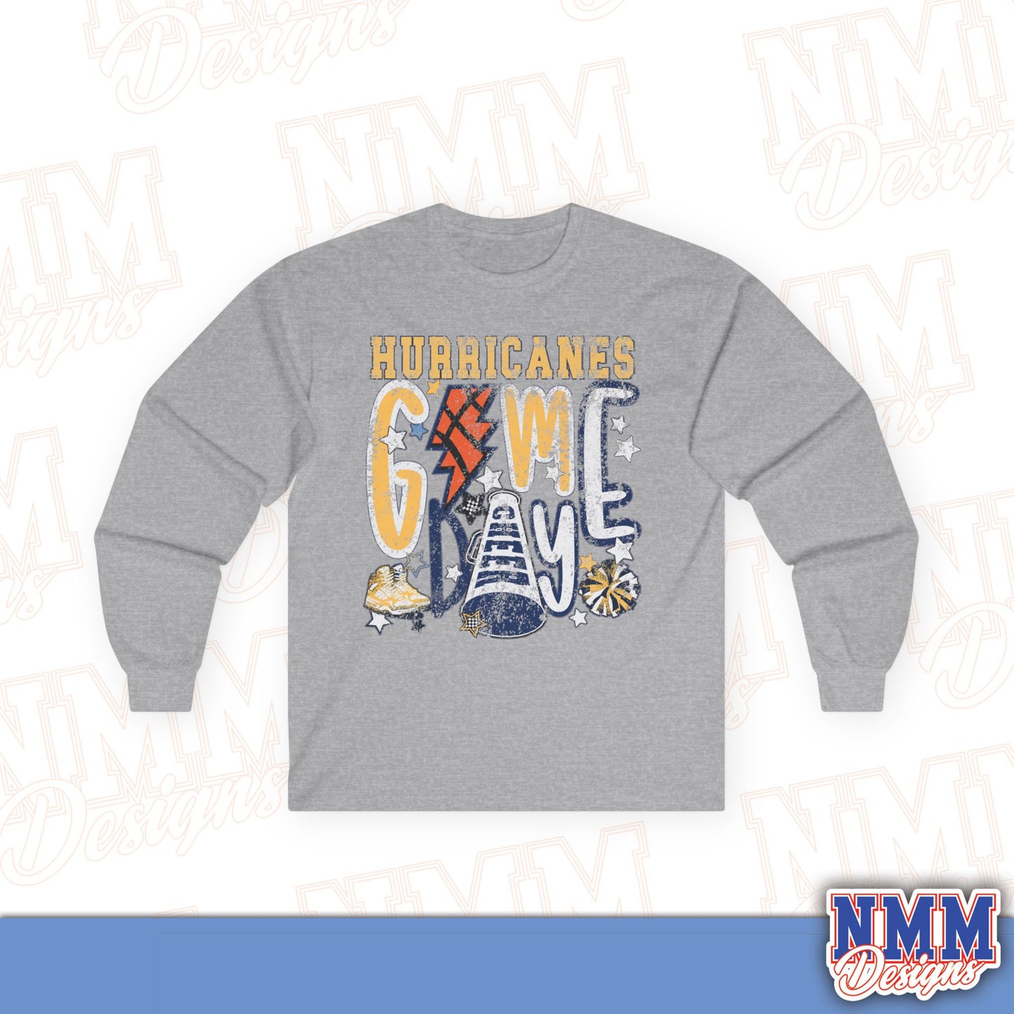 Hurricanes Game Day Long Sleeve Tee — Vintage School Spirit Football Shirt