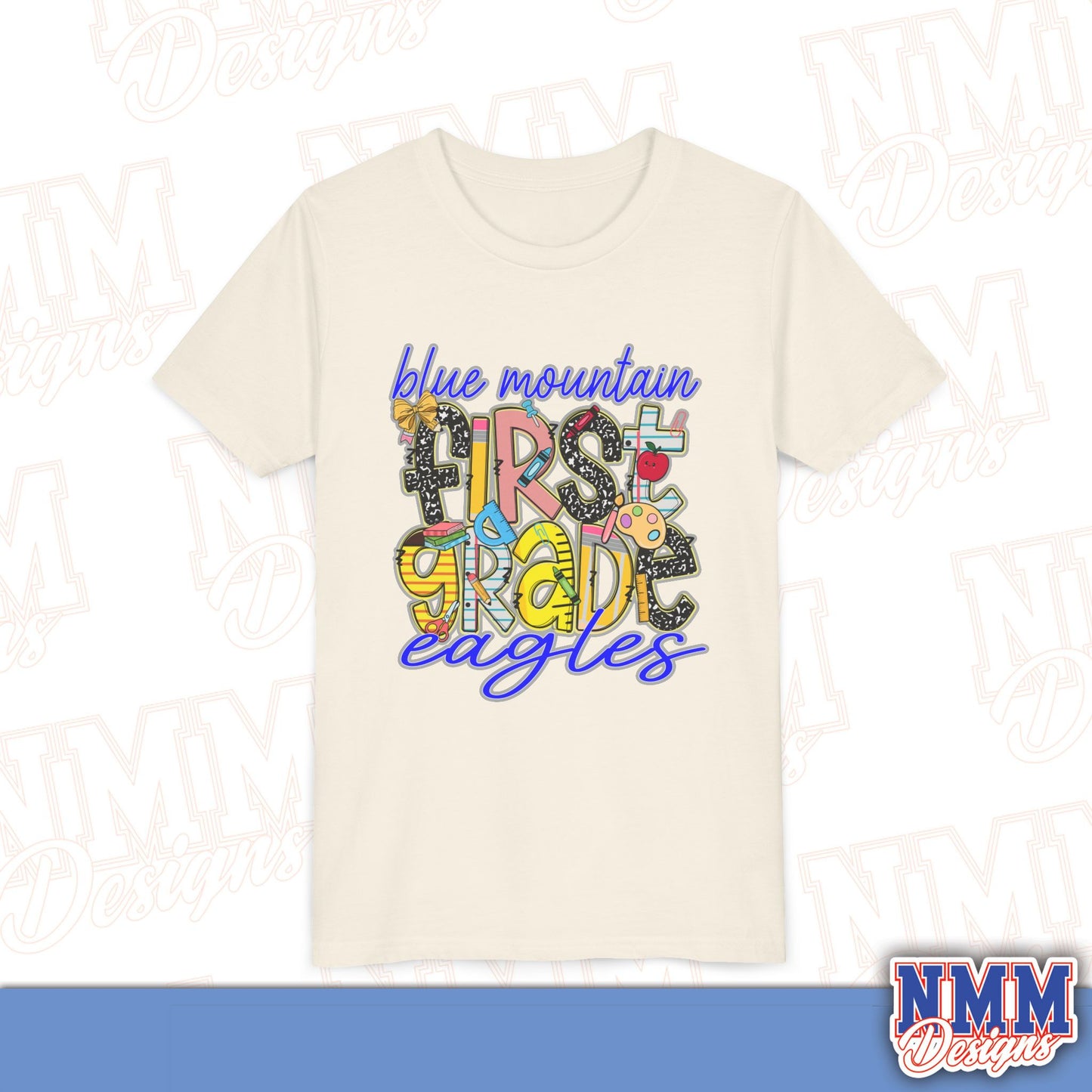 Blue Mountain Eagles First Grade Youth Shirt, Kids Sportswear, School Spirit Apparel, Back to School