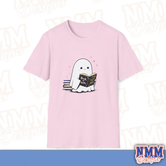 Ghost T-Shirt - Cute Ghost Reading a Book of Spells
