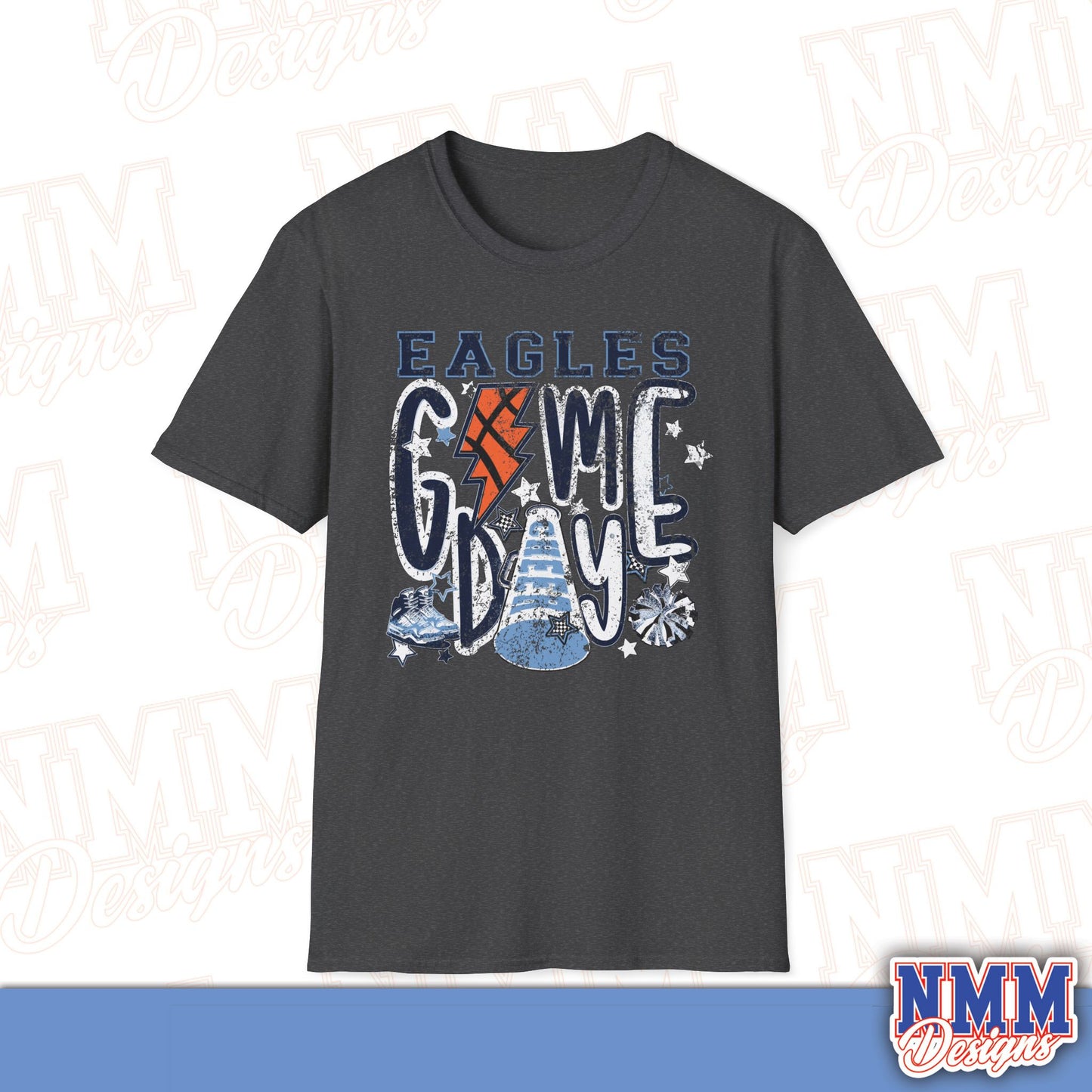 Eagles Game Day T‑Shirt — Vintage Lightning & Football Helmet Fan Tee