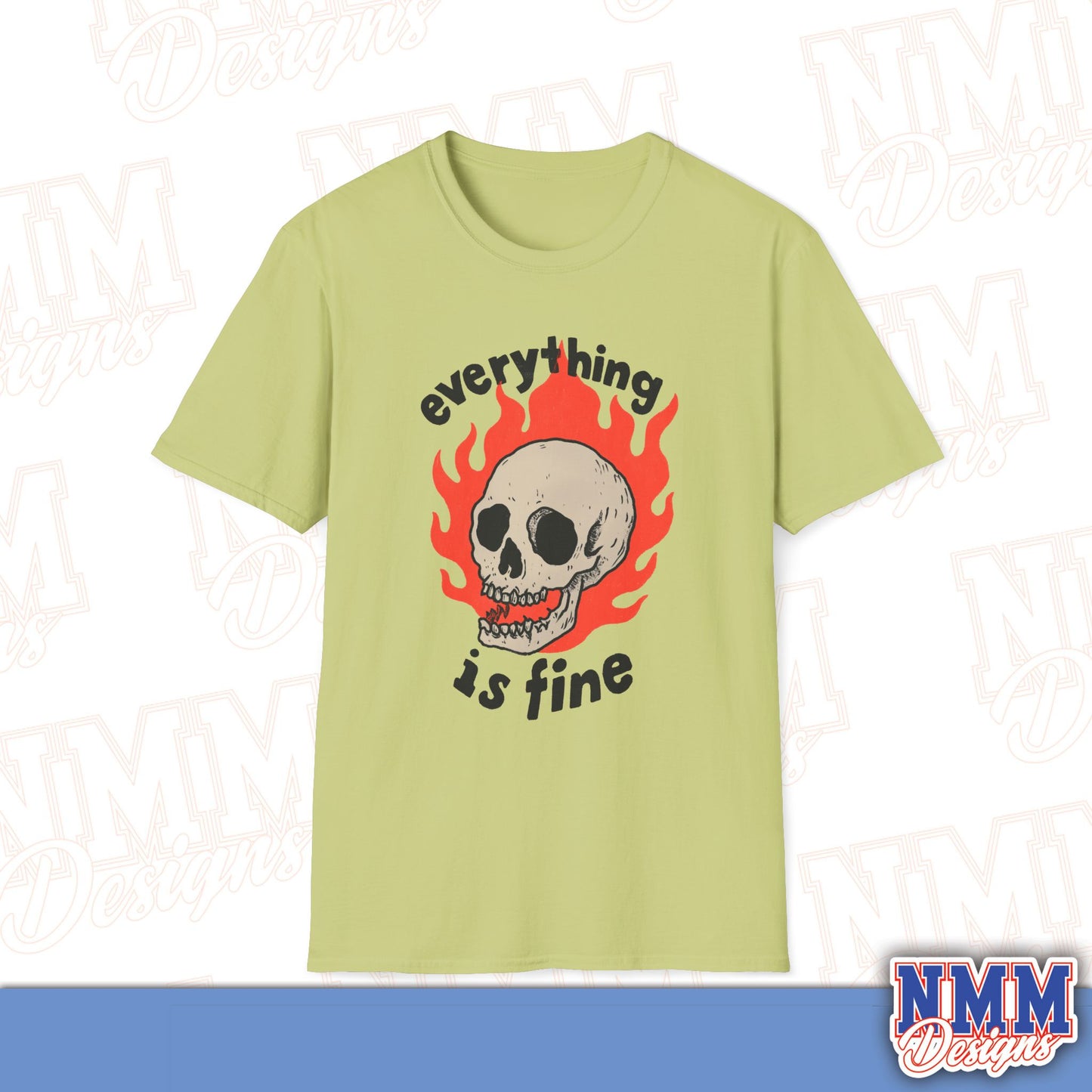 Everything is Fine Skull T-Shirt, Unisex Softstyle Tee, Casual Everyday Shirt, Gift for Skulls Lovers, Alternative Fashion Top