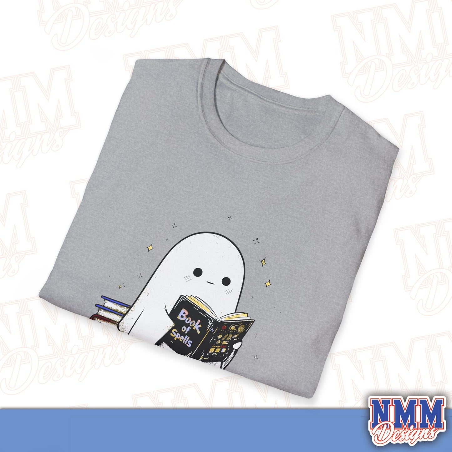 Ghost T-Shirt - Cute Ghost Reading a Book of Spells