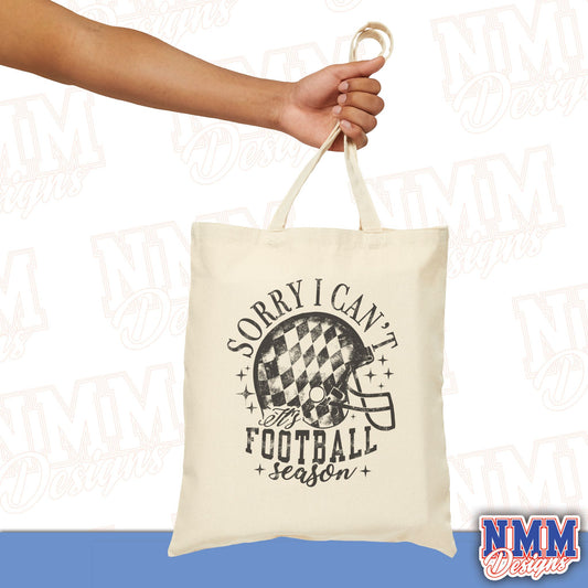 Football Season Cotton Canvas Tote Bag, Eco-Friendly Shopping Bag, Game Day Essentials, Sports Fan Gear, Trendy Tote for Holidays