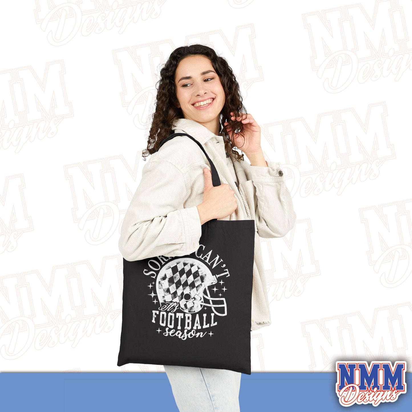 Football Season Cotton Canvas Tote Bag, Eco-Friendly Shopping Bag, Game Day Essentials, Sports Fan Gear, Trendy Tote for Holidays