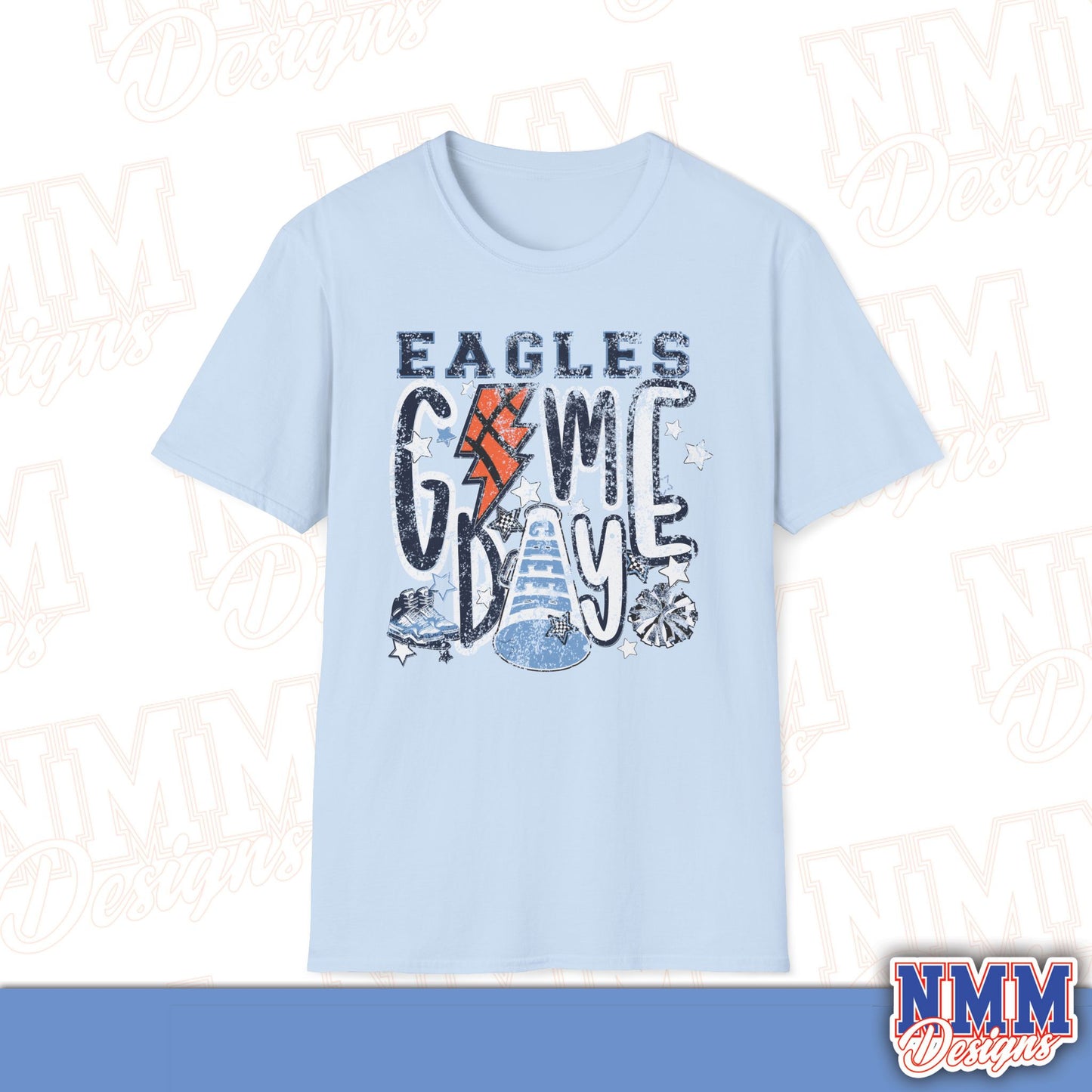 Eagles Game Day T‑Shirt — Vintage Lightning & Football Helmet Fan Tee