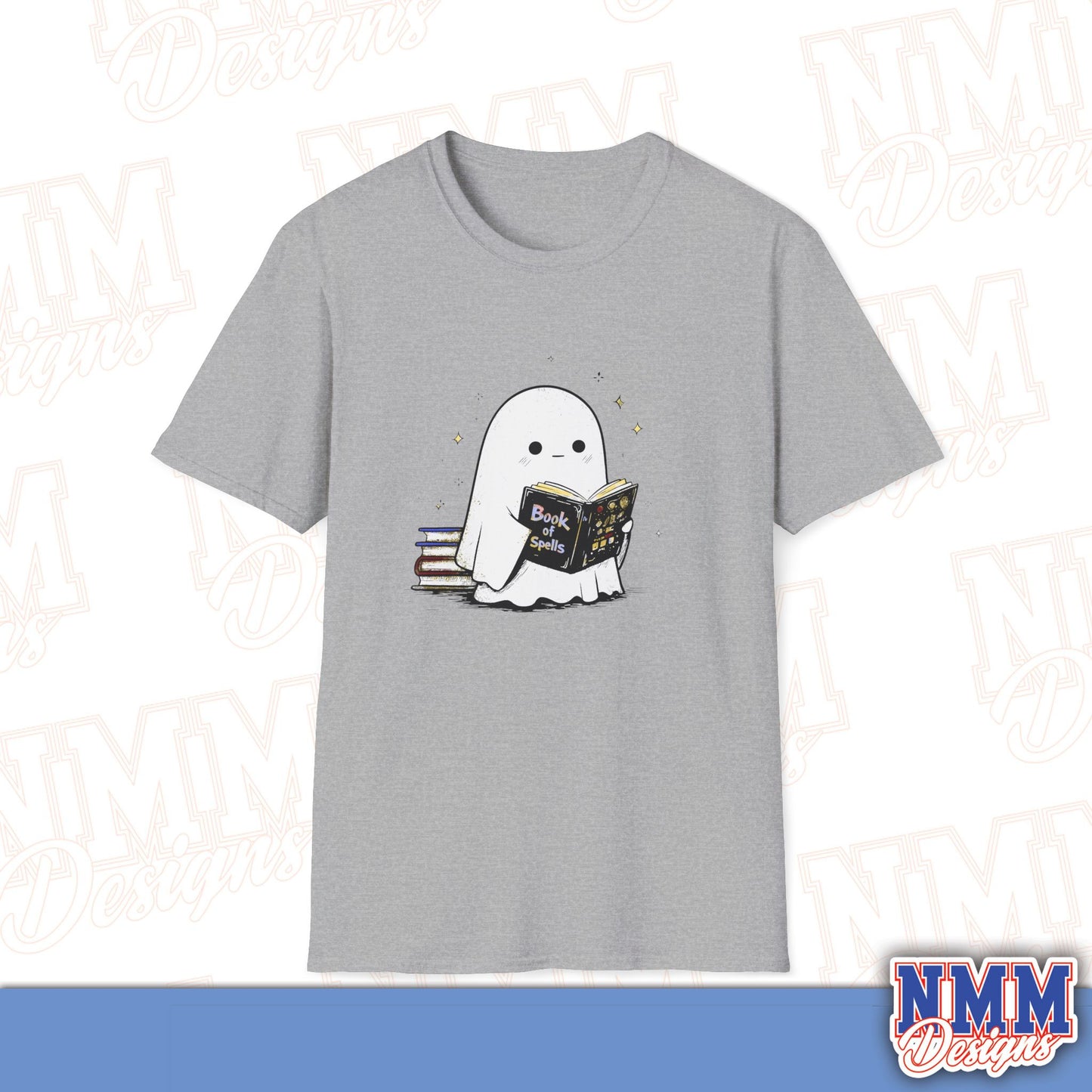 Ghost T-Shirt - Cute Ghost Reading a Book of Spells