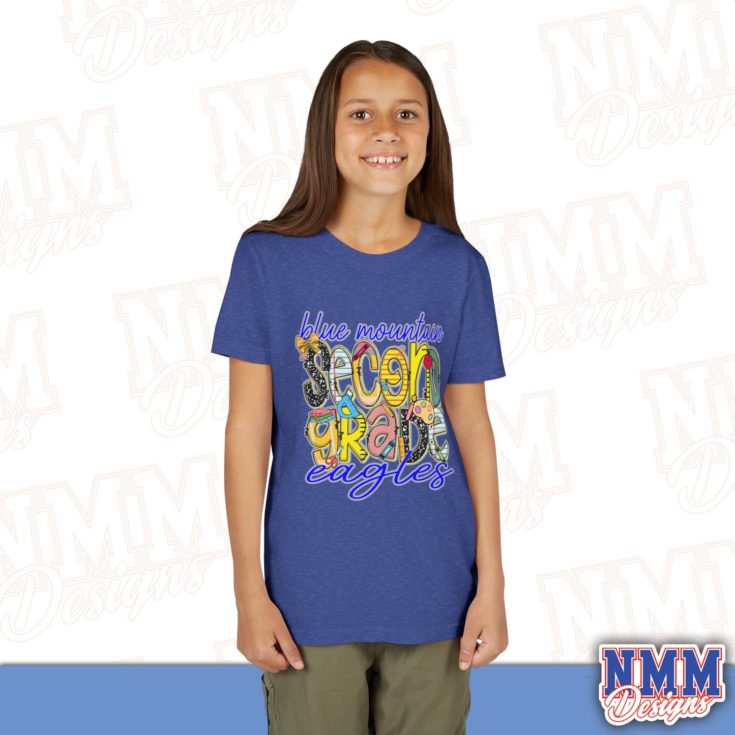 Blue Mountain Eagles Second Grade Youth Shirt, Kids Sportswear, School Spirit Apparel, Back to School