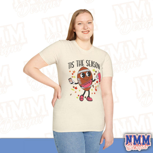 Festive Football T-Shirt, Unisex Softstyle Tee, Perfect for Game Day, Sports Events, Fall Celebrations, Holiday Gatherings, Casual Wear