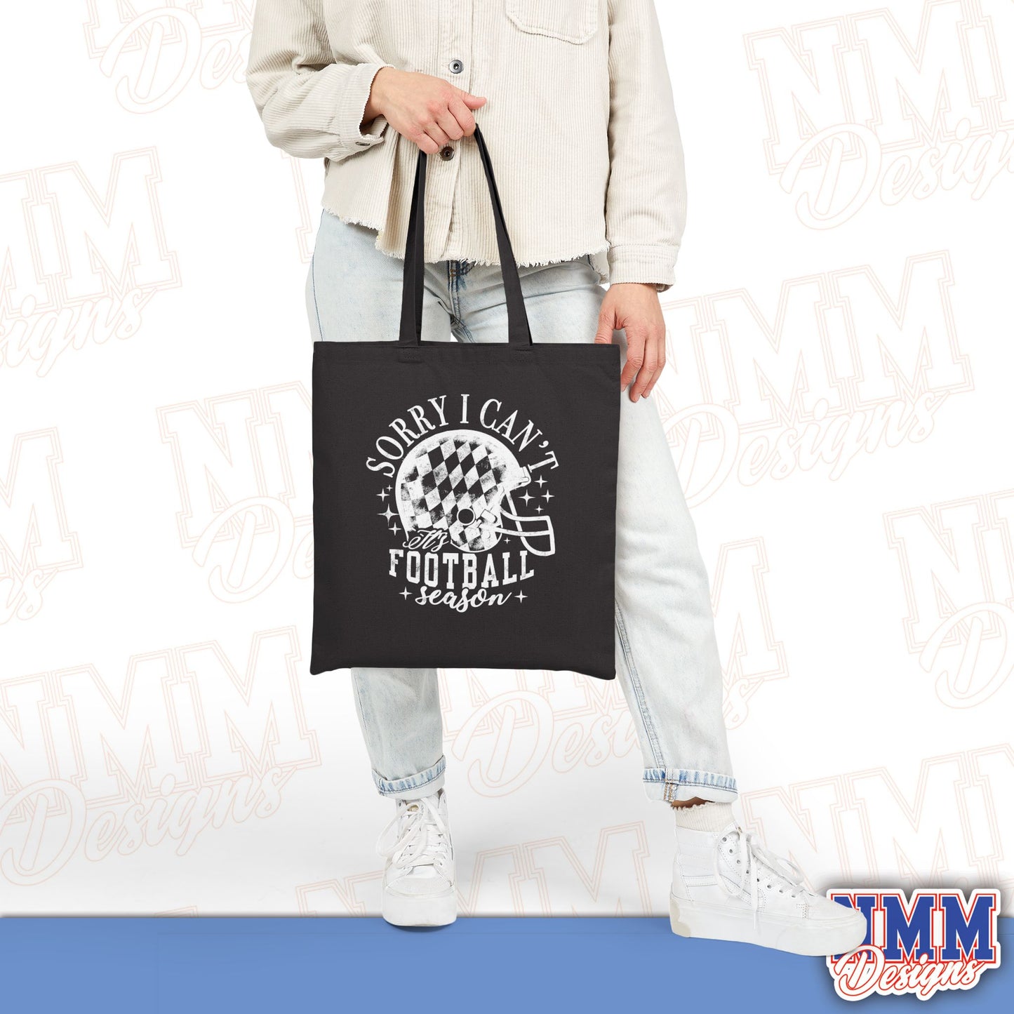 Football Season Cotton Canvas Tote Bag, Eco-Friendly Shopping Bag, Game Day Essentials, Sports Fan Gear, Trendy Tote for Holidays