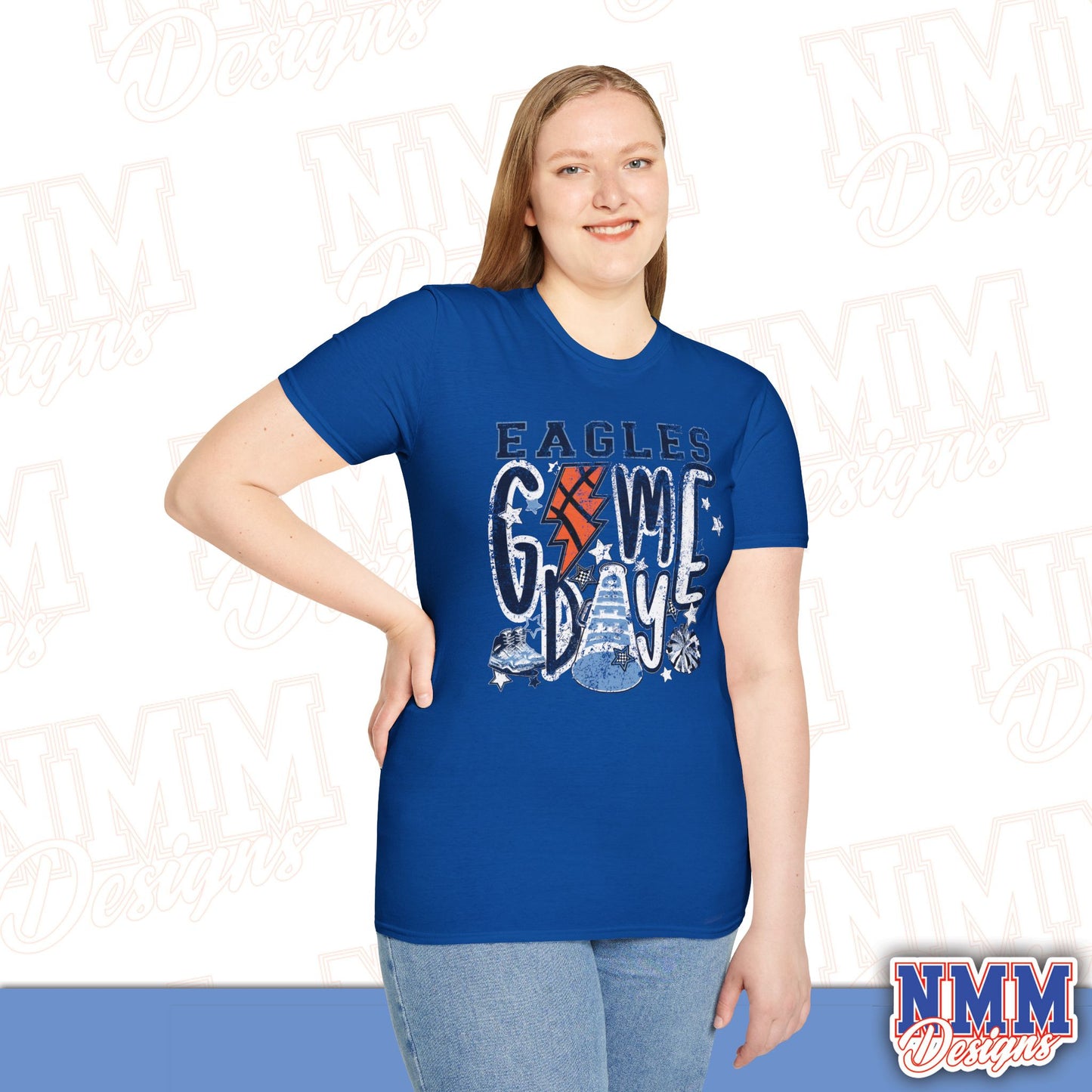 Eagles Game Day T‑Shirt — Vintage Lightning & Football Helmet Fan Tee