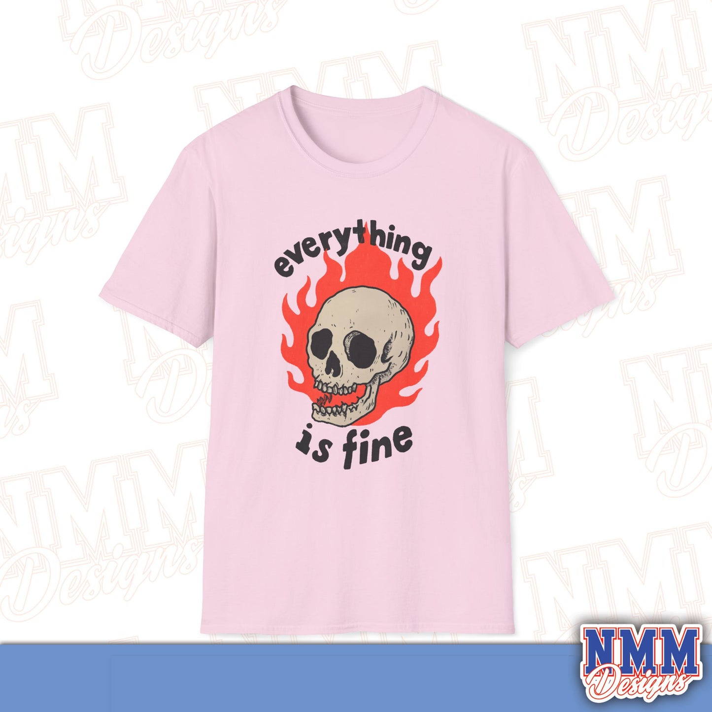 Everything is Fine Skull T-Shirt, Unisex Softstyle Tee, Casual Everyday Shirt, Gift for Skulls Lovers, Alternative Fashion Top