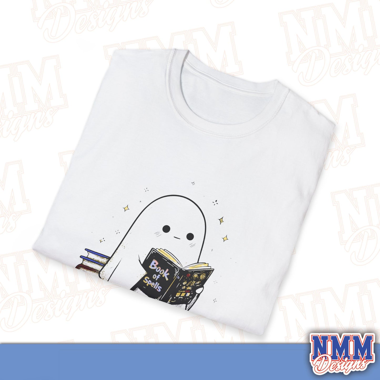 Ghost T-Shirt - Cute Ghost Reading a Book of Spells