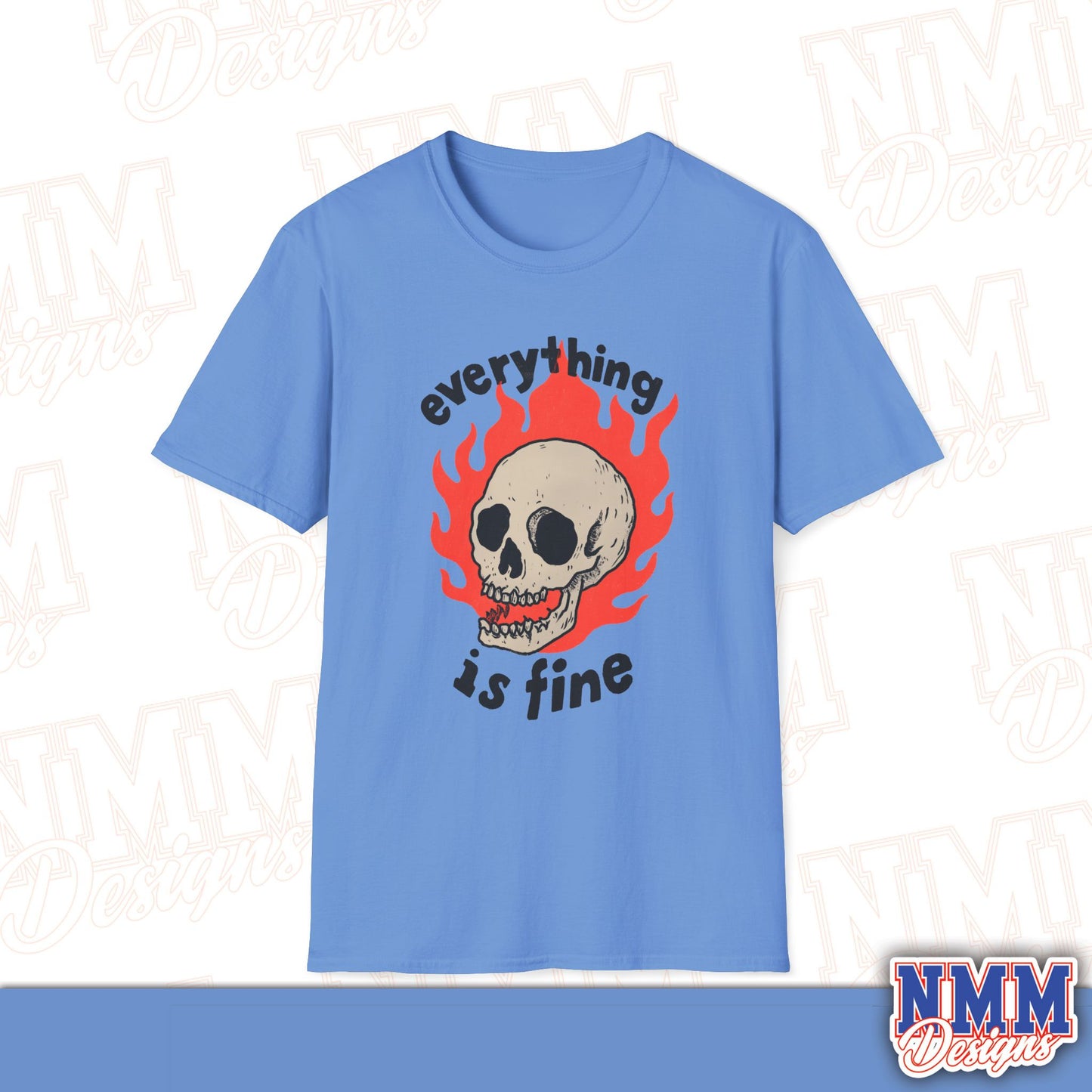 Everything is Fine Skull T-Shirt, Unisex Softstyle Tee, Casual Everyday Shirt, Gift for Skulls Lovers, Alternative Fashion Top