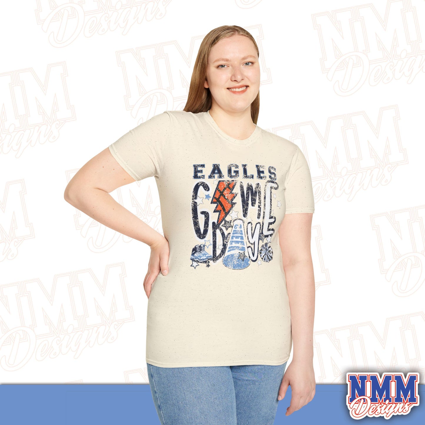 Eagles Game Day T‑Shirt — Vintage Lightning & Football Helmet Fan Tee