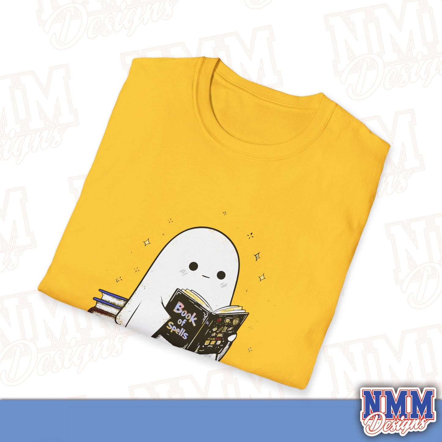 Ghost T-Shirt - Cute Ghost Reading a Book of Spells