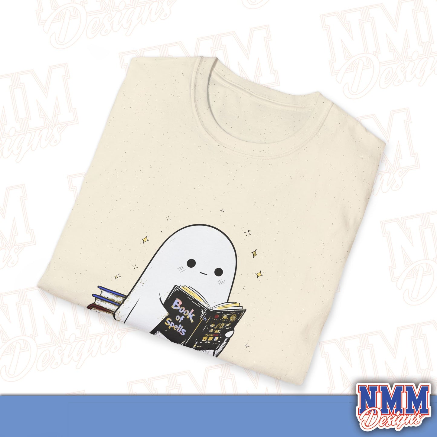 Ghost T-Shirt - Cute Ghost Reading a Book of Spells