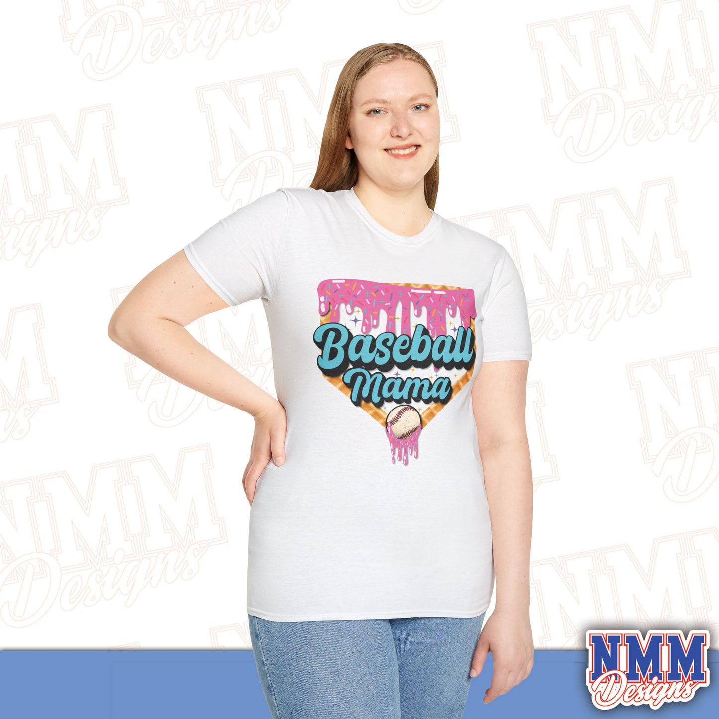 Baseball Mama Unisex Softstyle T-Shirt – Perfect Gift for Sports Moms