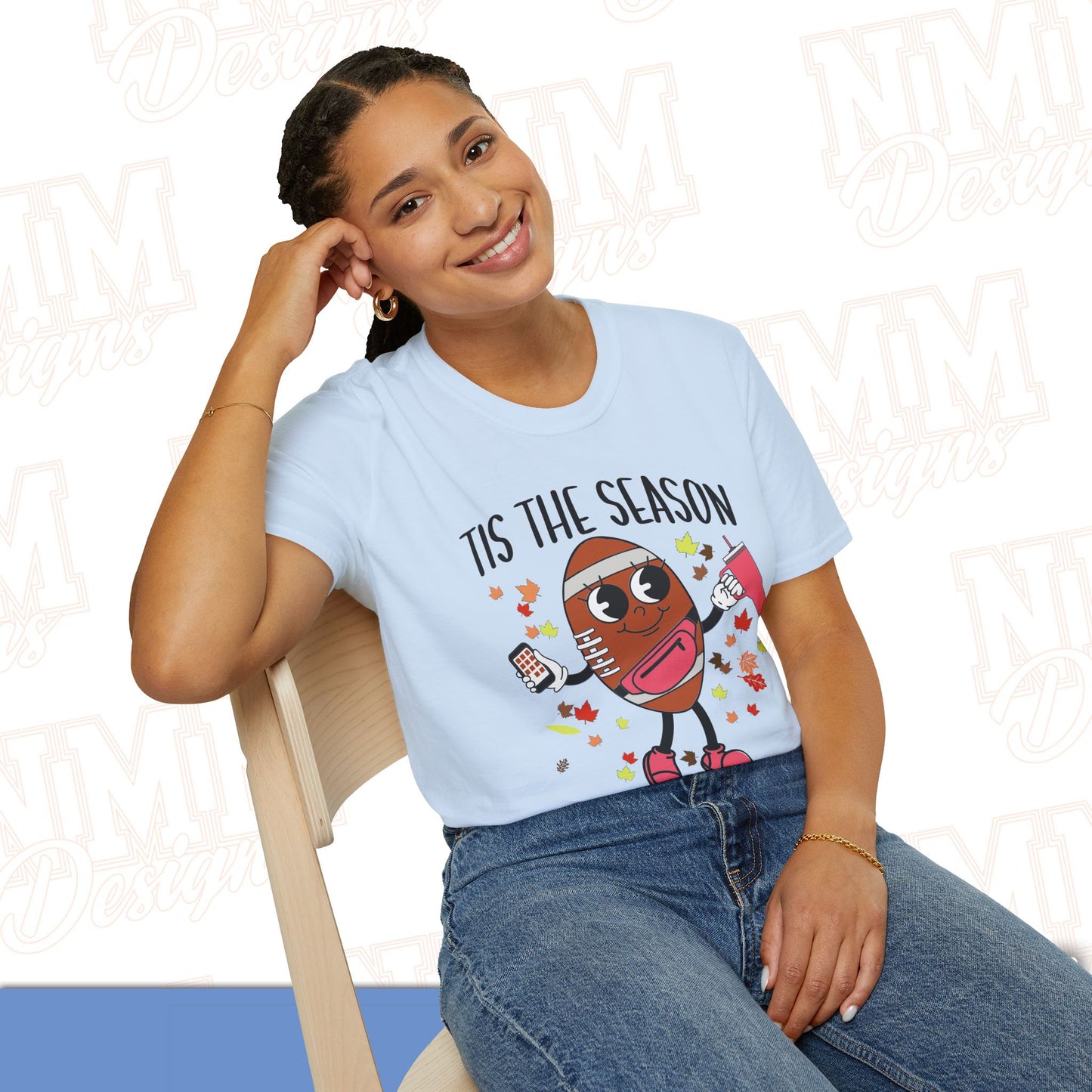 Festive Football T-Shirt, Unisex Softstyle Tee, Perfect for Game Day, Sports Events, Fall Celebrations, Holiday Gatherings, Casual Wear