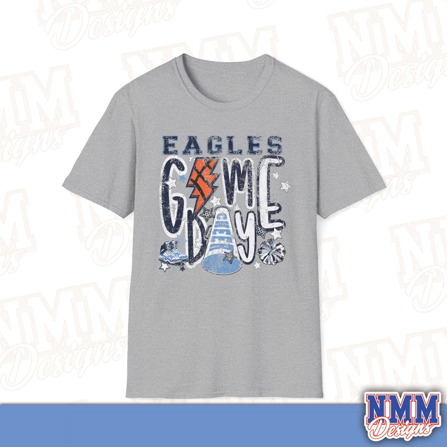 Eagles Game Day T‑Shirt — Vintage Lightning & Football Helmet Fan Tee