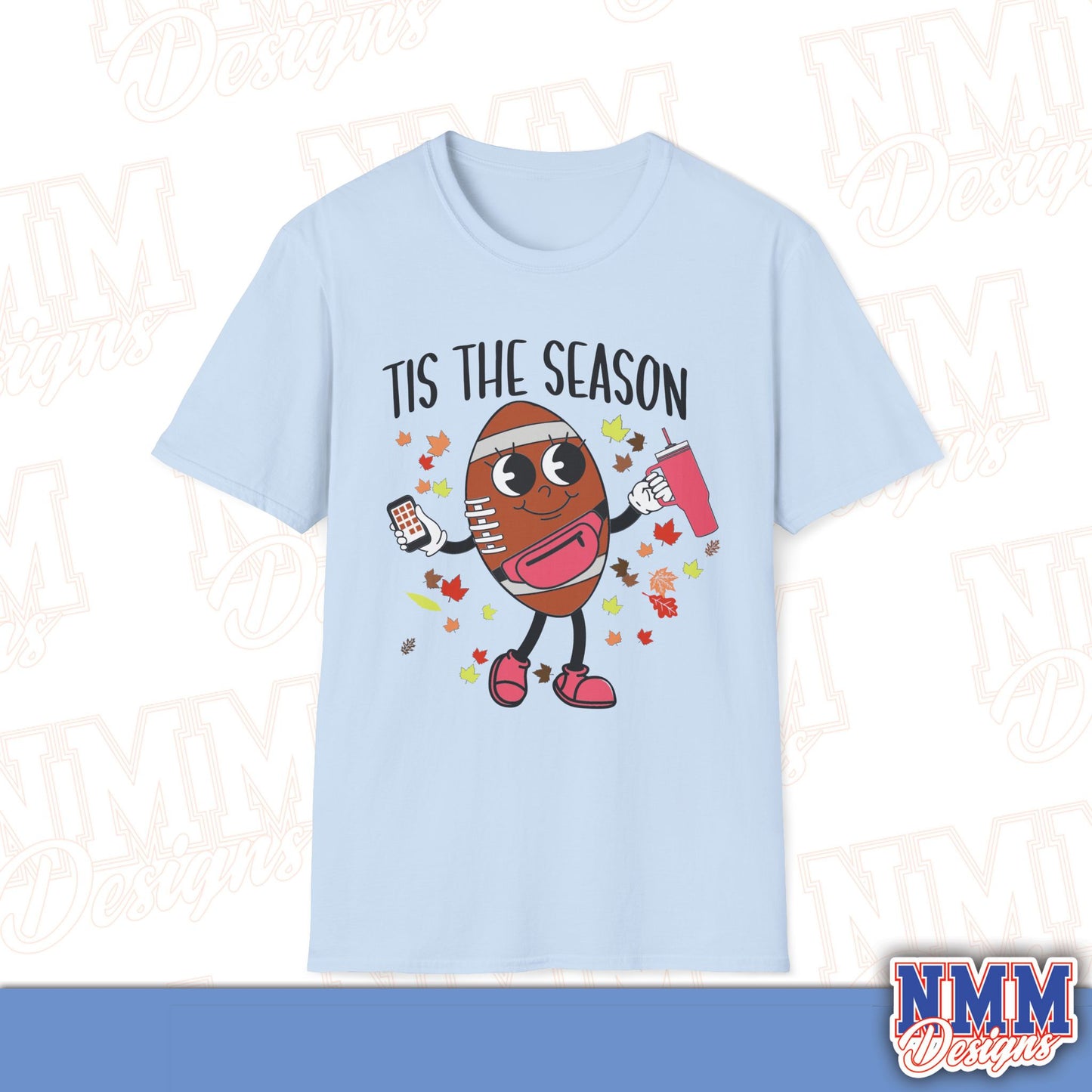 Festive Football T-Shirt, Unisex Softstyle Tee, Perfect for Game Day, Sports Events, Fall Celebrations, Holiday Gatherings, Casual Wear