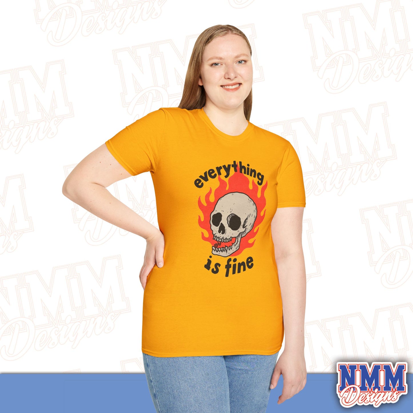 Everything is Fine Skull T-Shirt, Unisex Softstyle Tee, Casual Everyday Shirt, Gift for Skulls Lovers, Alternative Fashion Top
